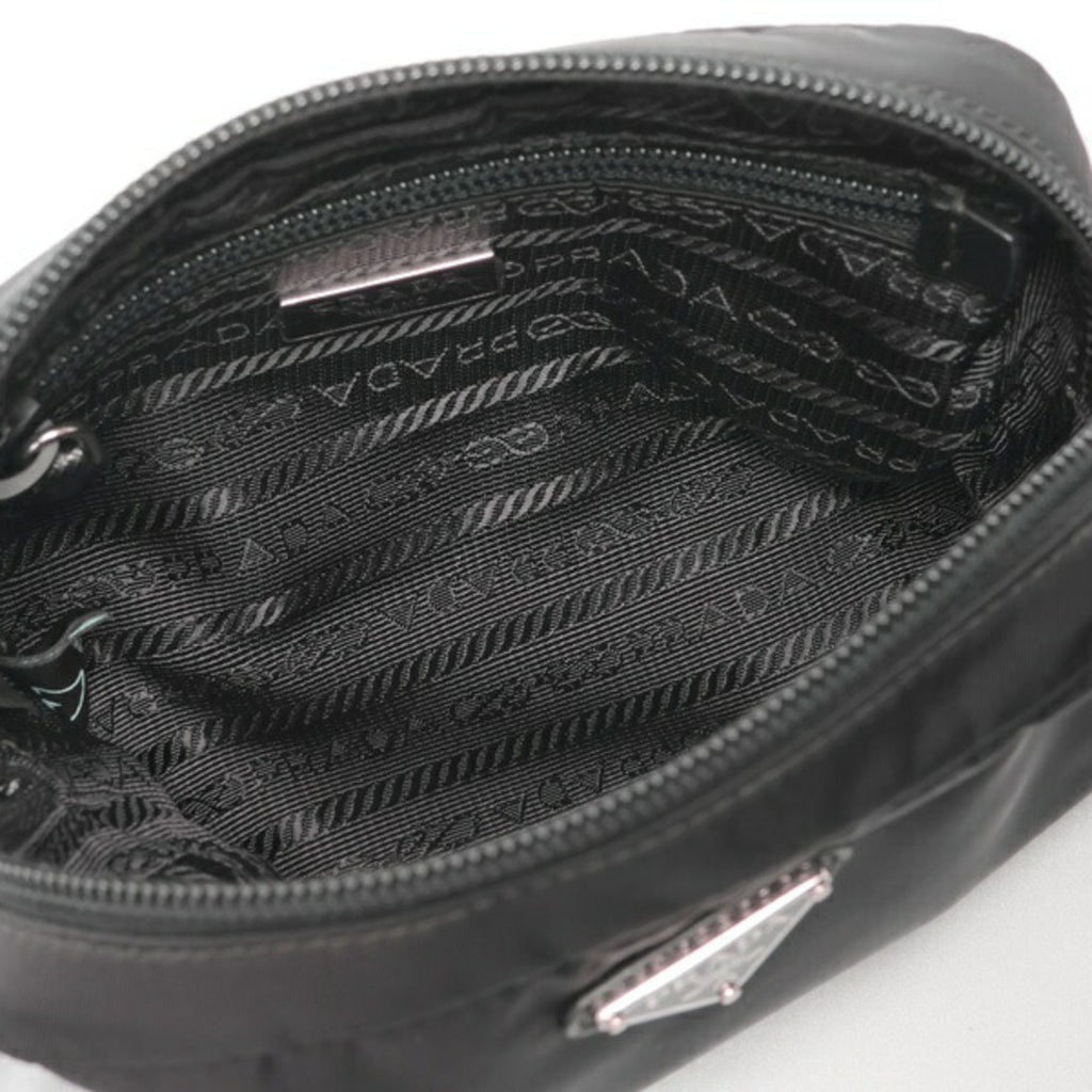 Prada Black Nylon Leather Pouch