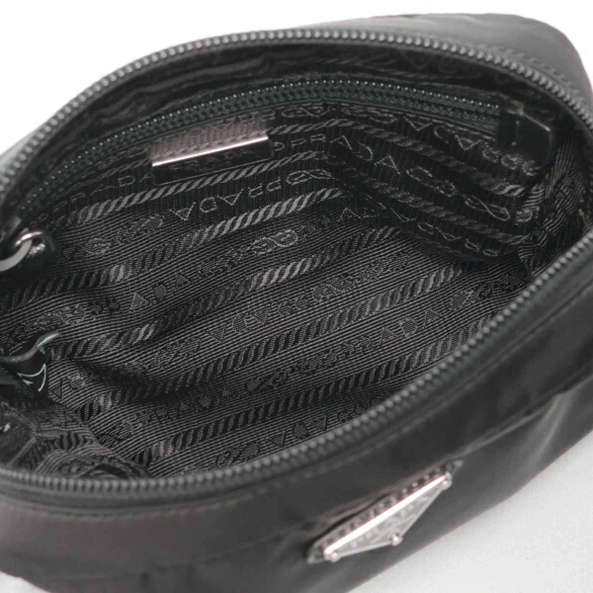 Prada Black Nylon Leather Pouch