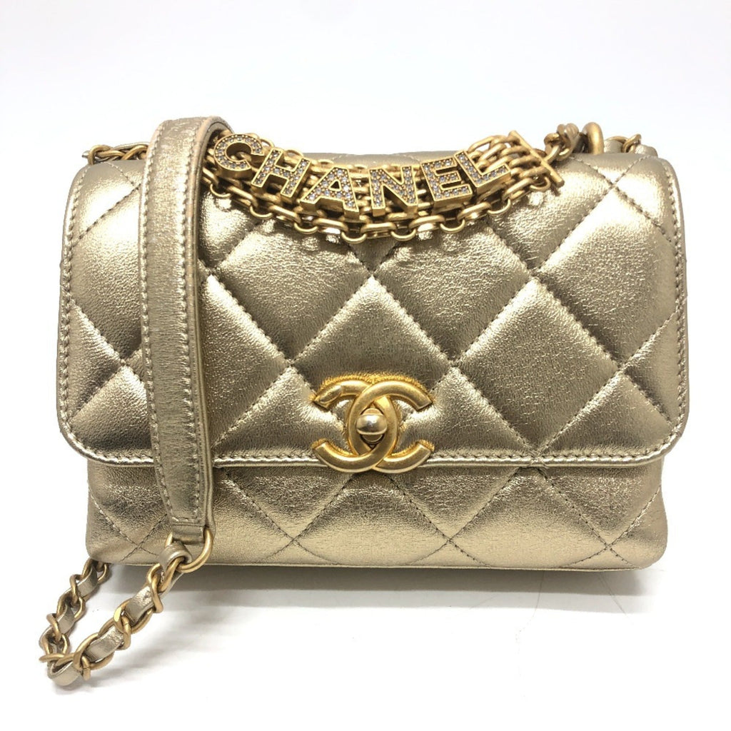 Chanel Matelasse Gold Leather Handbag Shoulder Bag