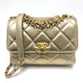 Chanel Matelasse Gold Leather Handbag Shoulder Bag