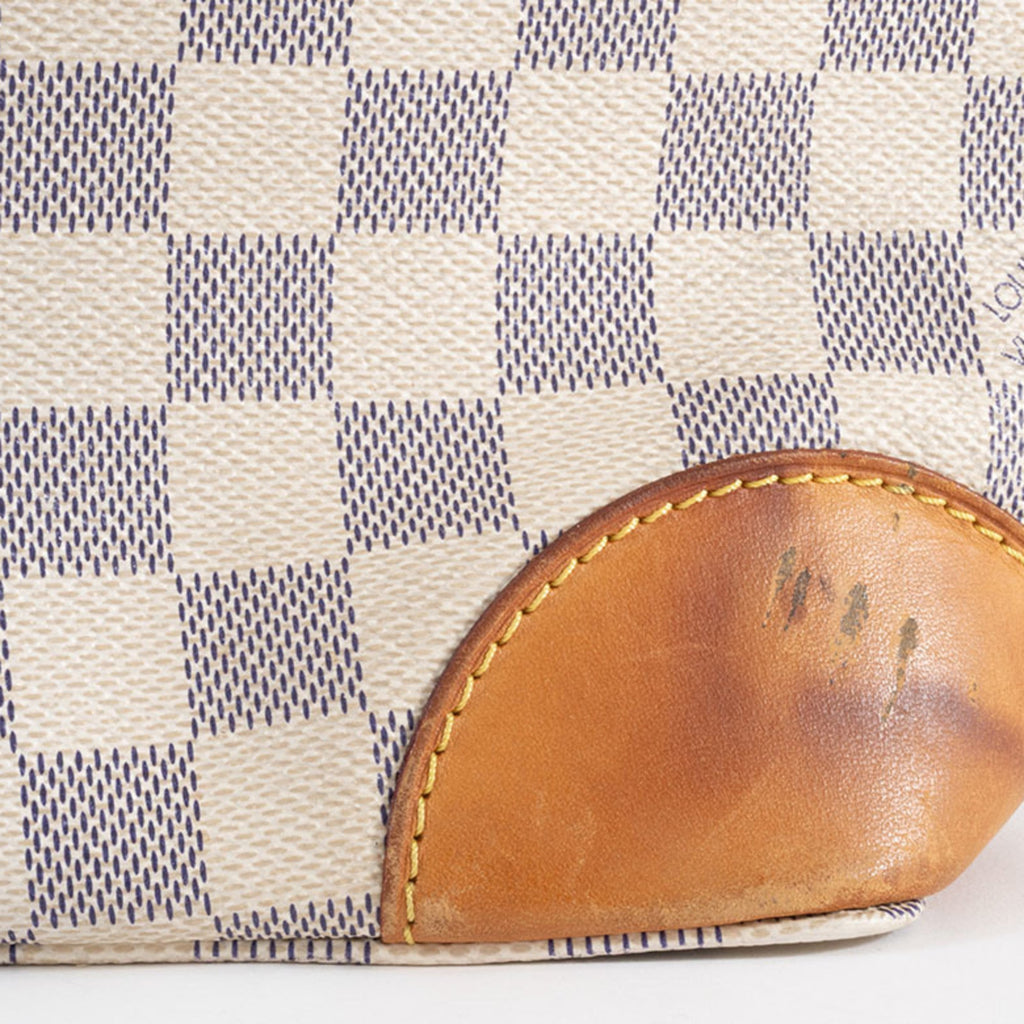 Louis Vuitton Beige Ivory White Canvas Damier Azur Handbag