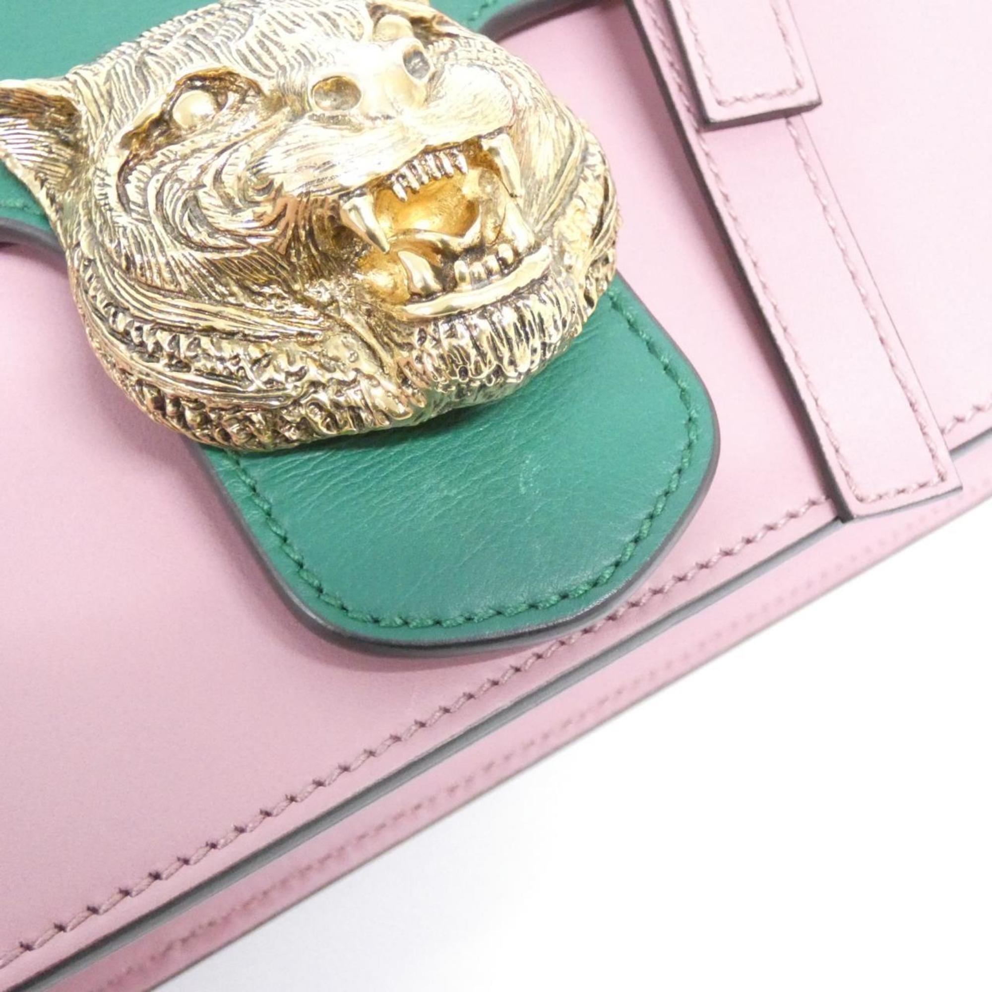 Gucci Green Pink Leather Shoulder Bag (Pre-Owned)