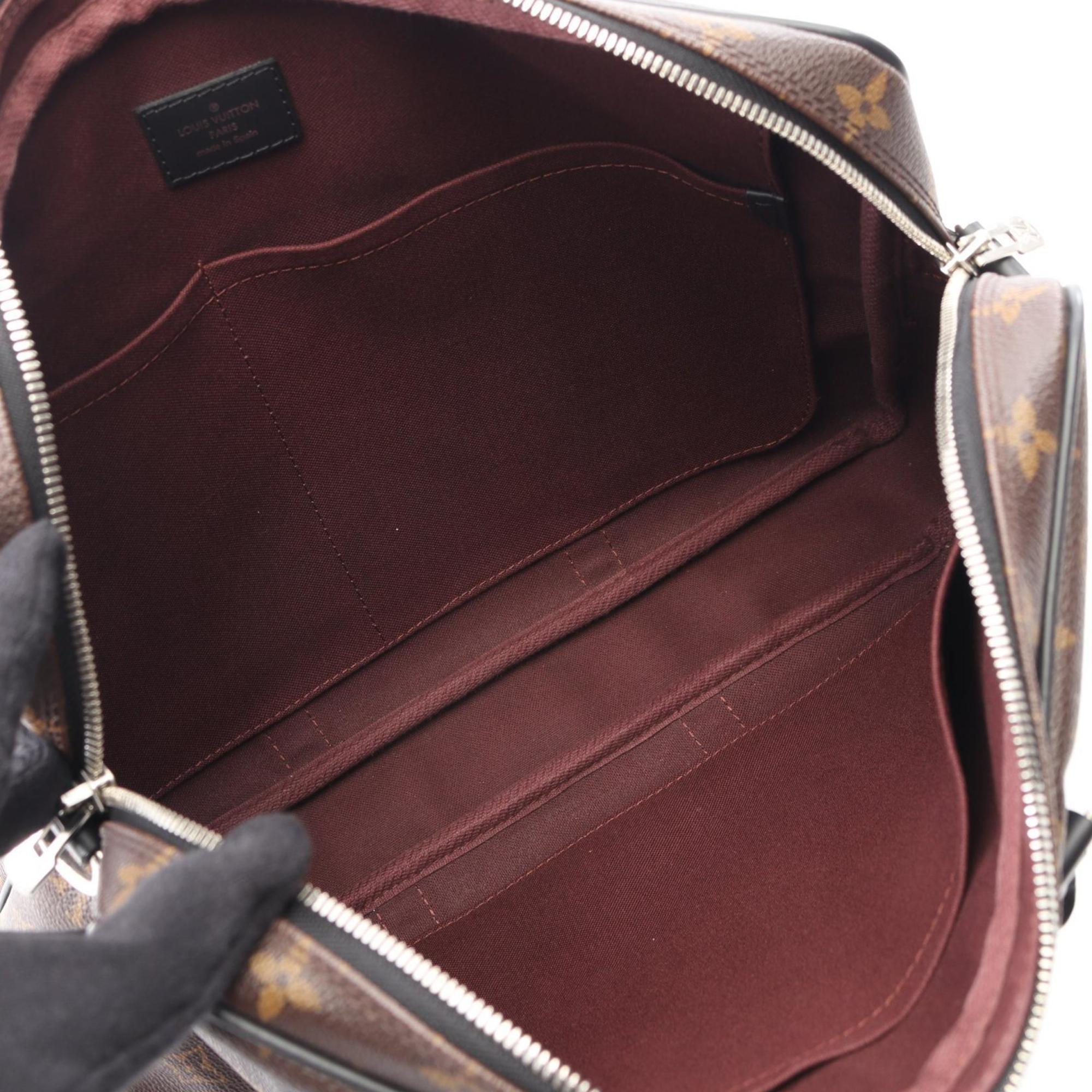 Louis Vuitton Black Brown Coated Canvas Leather Briefcase