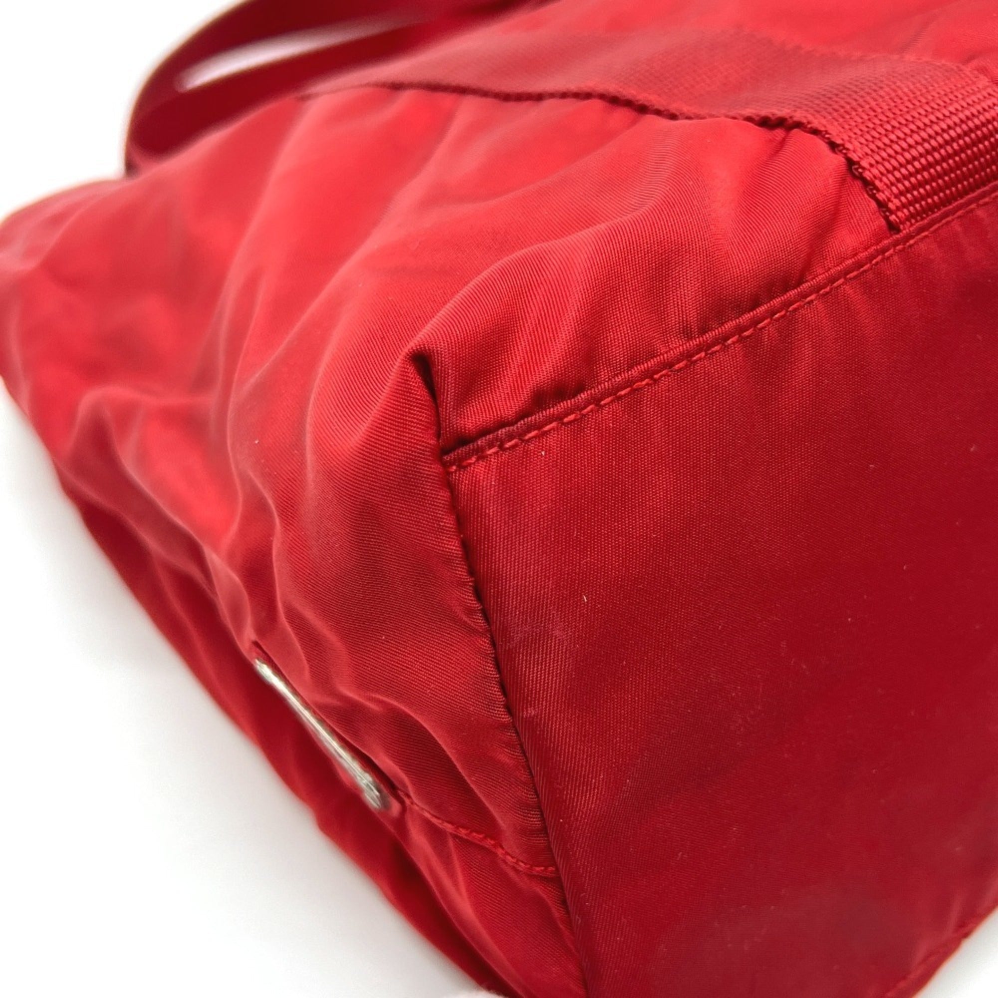 Prada Red Color Nylon Handbag Tote Bag