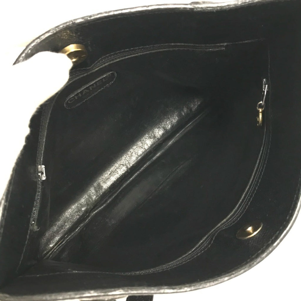 Chanel Black Grained Calfskin Shoulder Bag Tote Bag