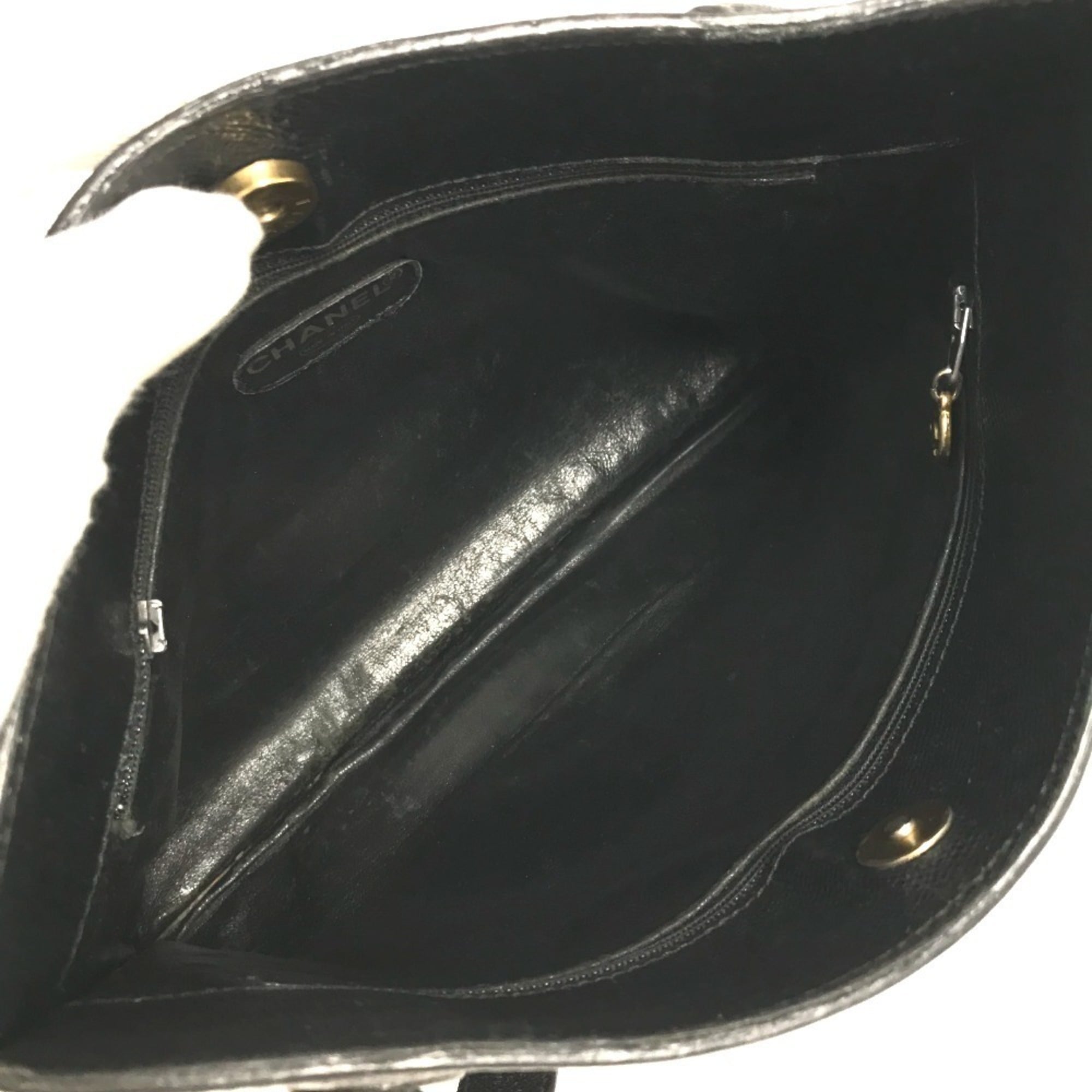 Chanel Black Grained Calfskin Shoulder Bag Tote Bag