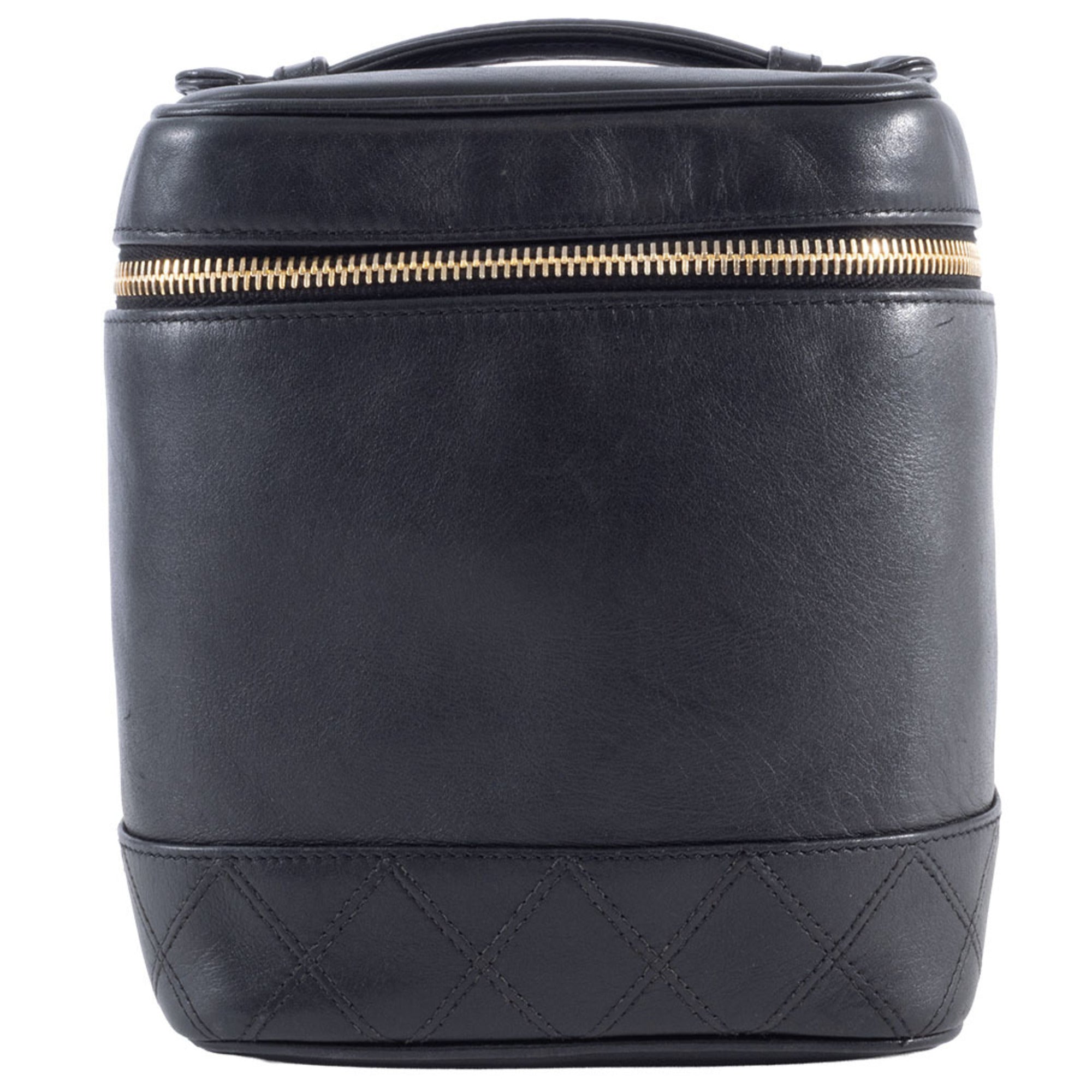 Chanel Black Leather Handbag Pouch Vanity Bag