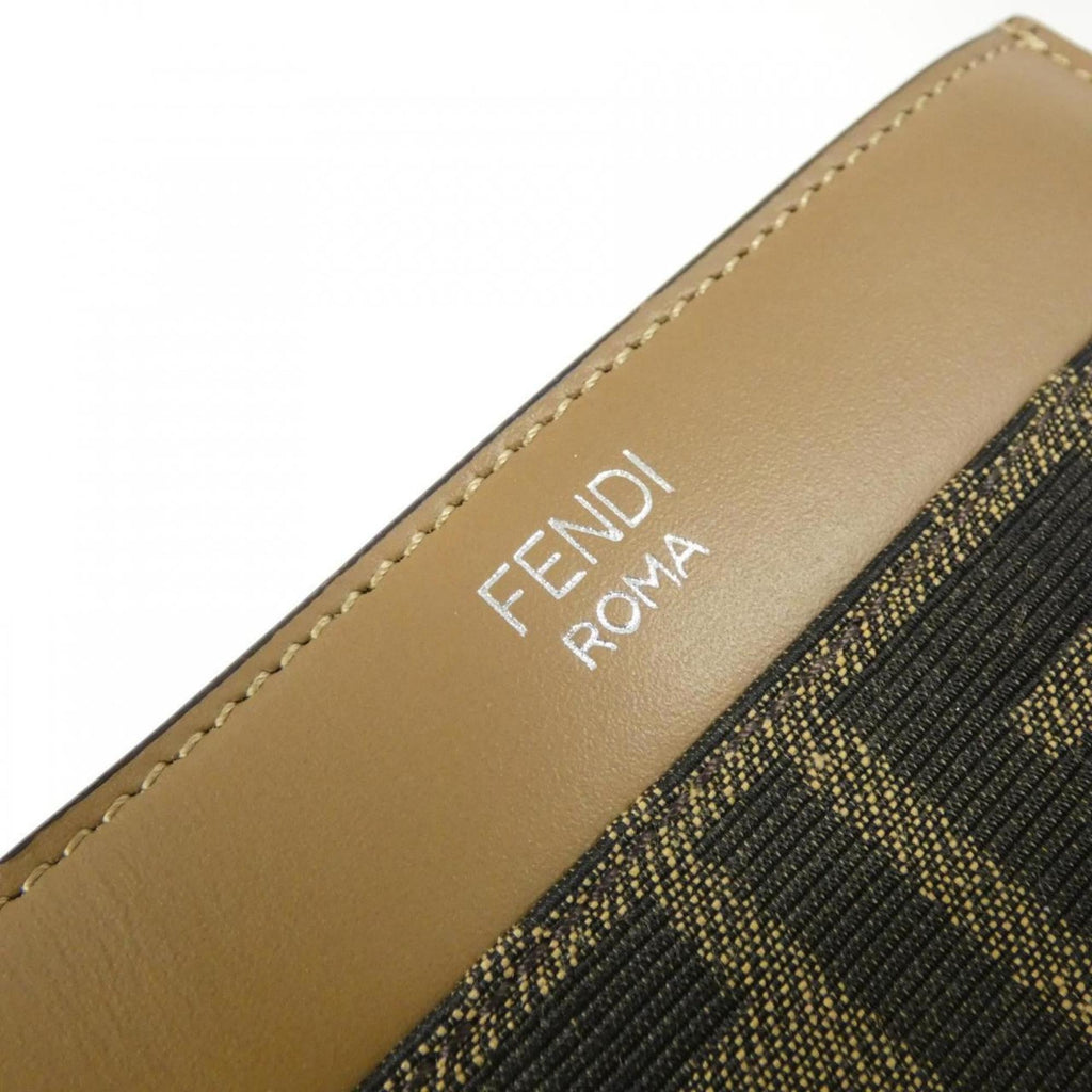 Fendi Silver Sand Canvas Leather Coin Purse/Coin Case