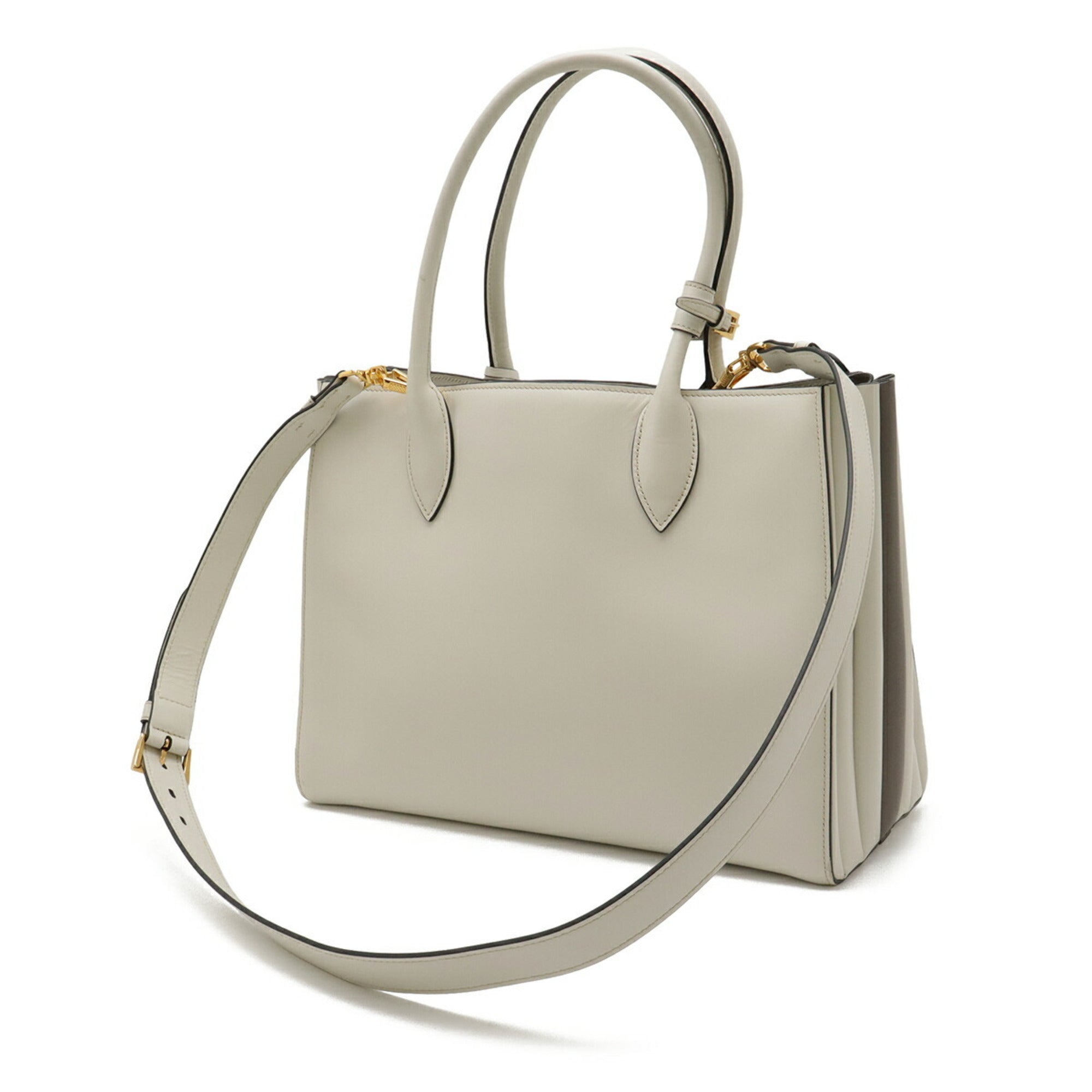 Prada Grayish Off-White Talco Leather Shoulder Bag Tote Bag