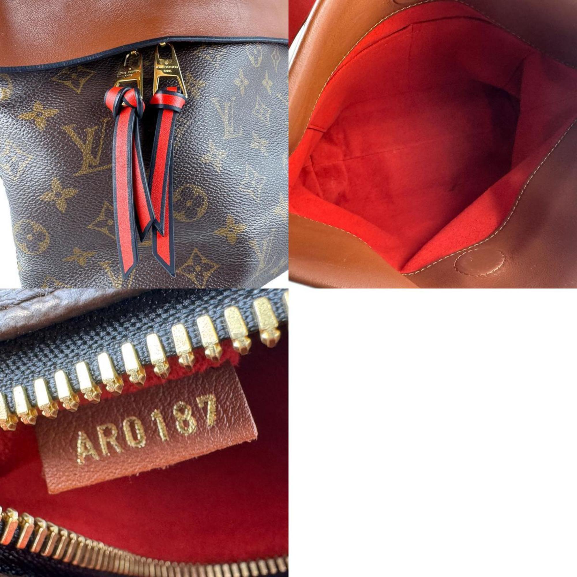 Louis Vuitton Brown Red Color Monogram Handbag Shoulder Bag