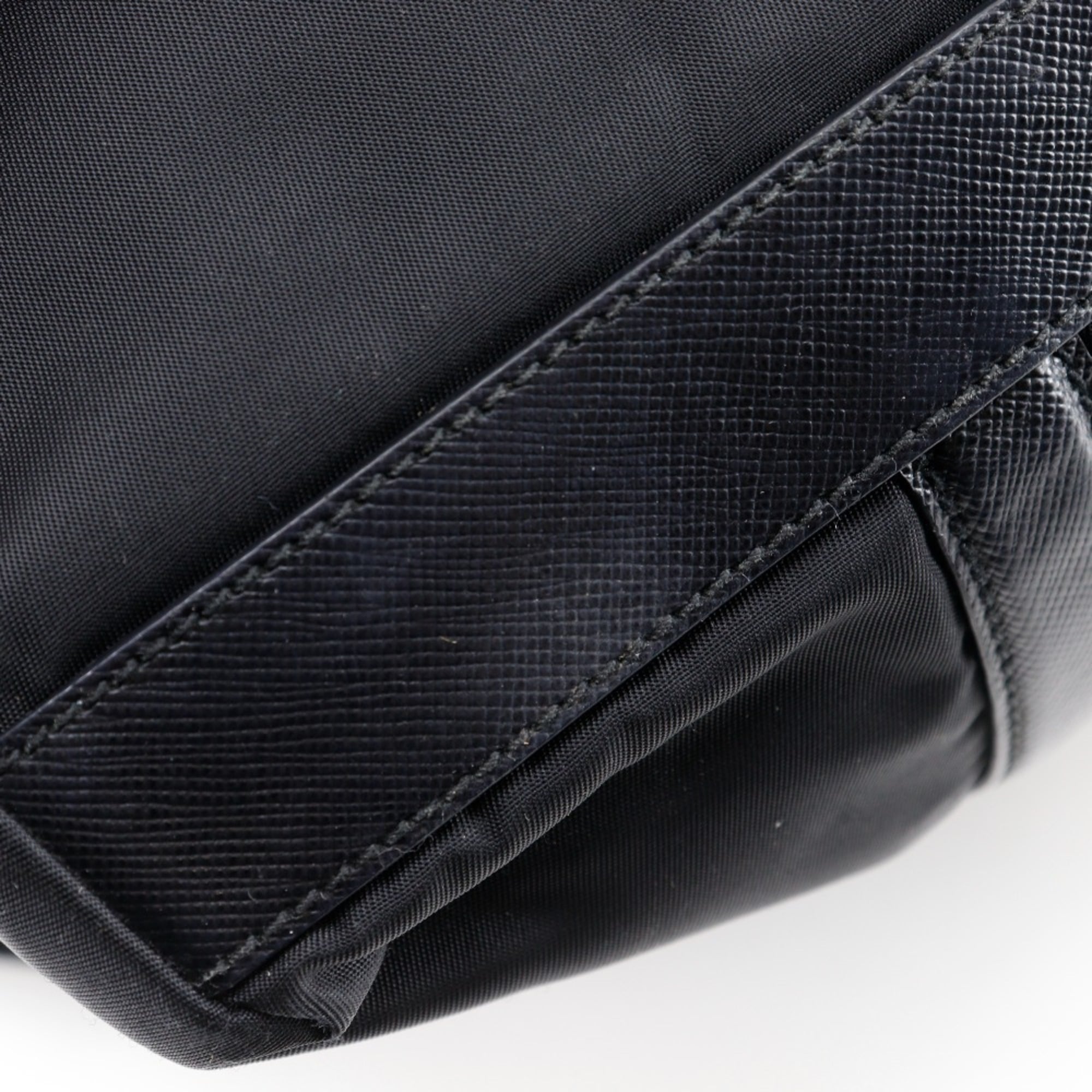 Prada Black Nero Nylon Leather Tote Bag