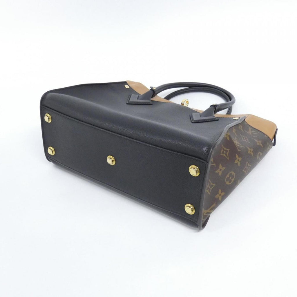 Louis Vuitton Black Leather Coated Canvas Handbag