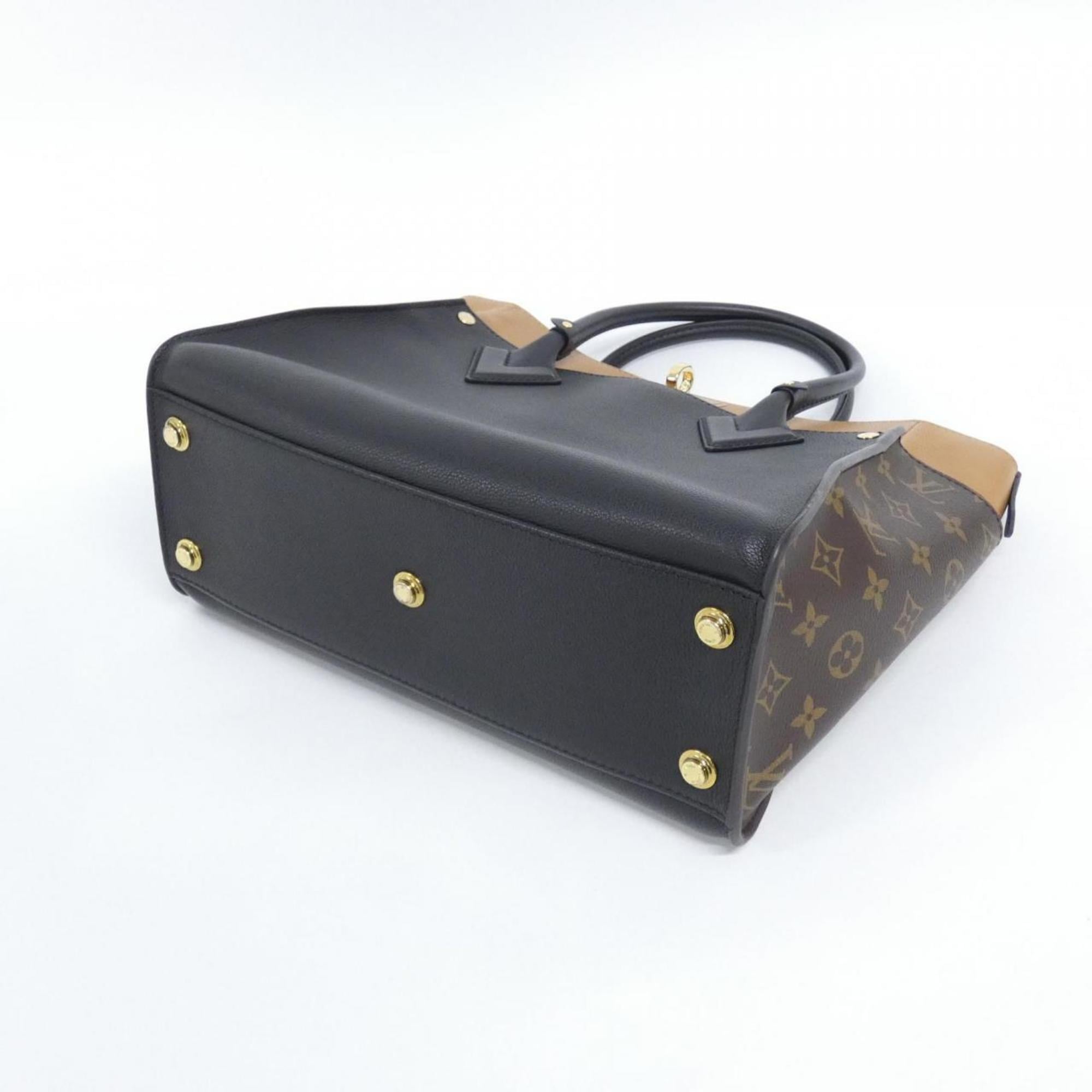 Louis Vuitton Black Leather Coated Canvas Handbag