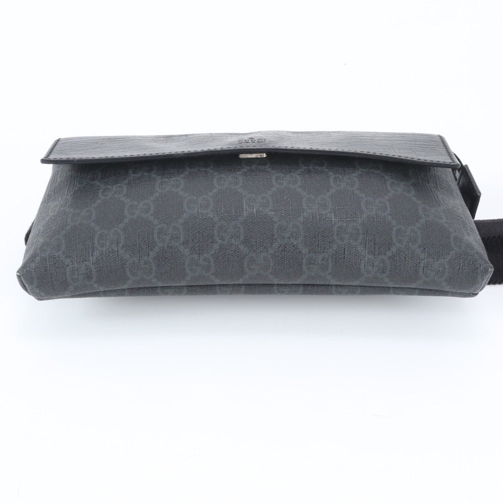 Gucci Black Leather Coated Canvas Fanny Pack Pouch Sling Bag (Pre-Owned)