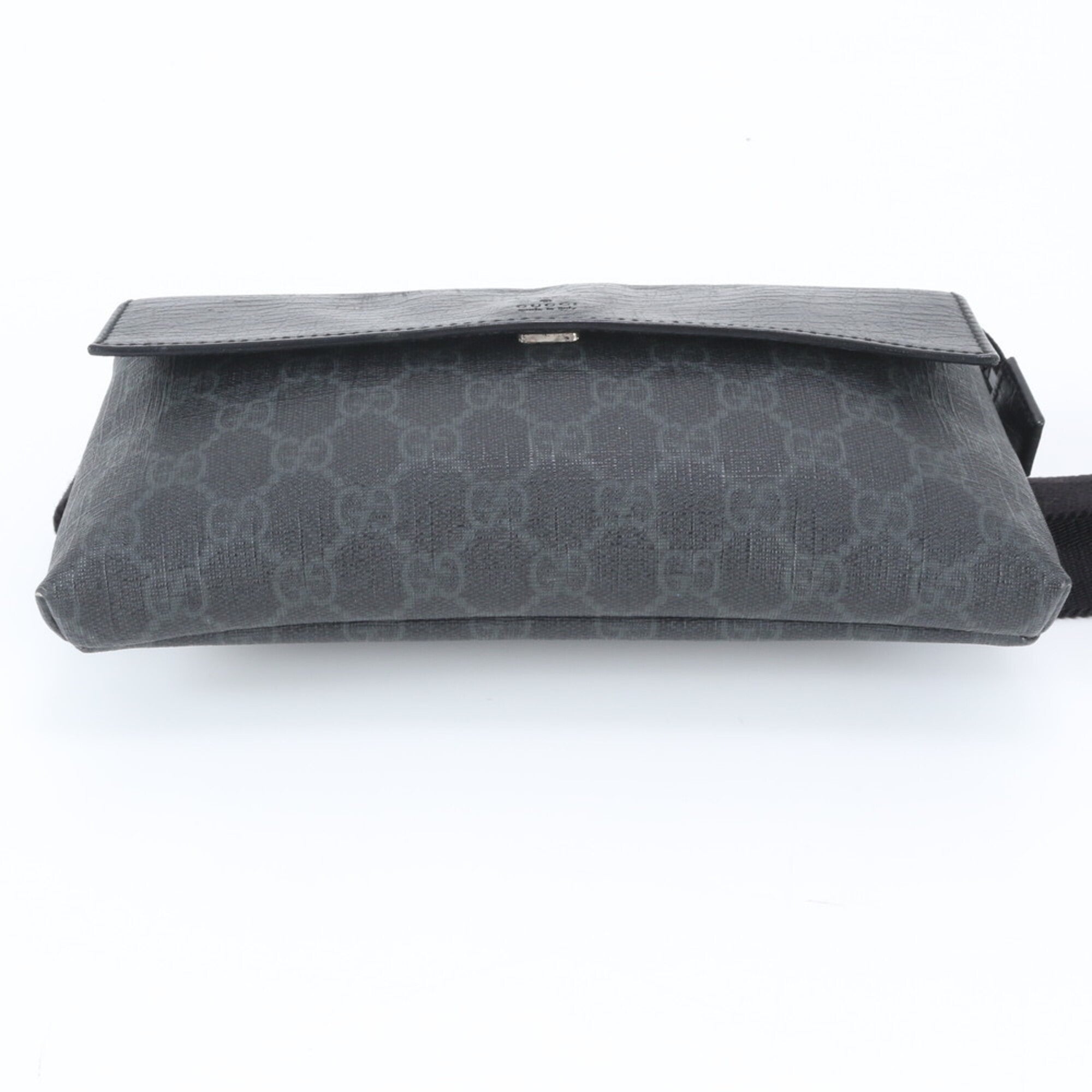Gucci Black Leather Coated Canvas Fanny Pack Pouch Sling Bag (Pre-Owned)