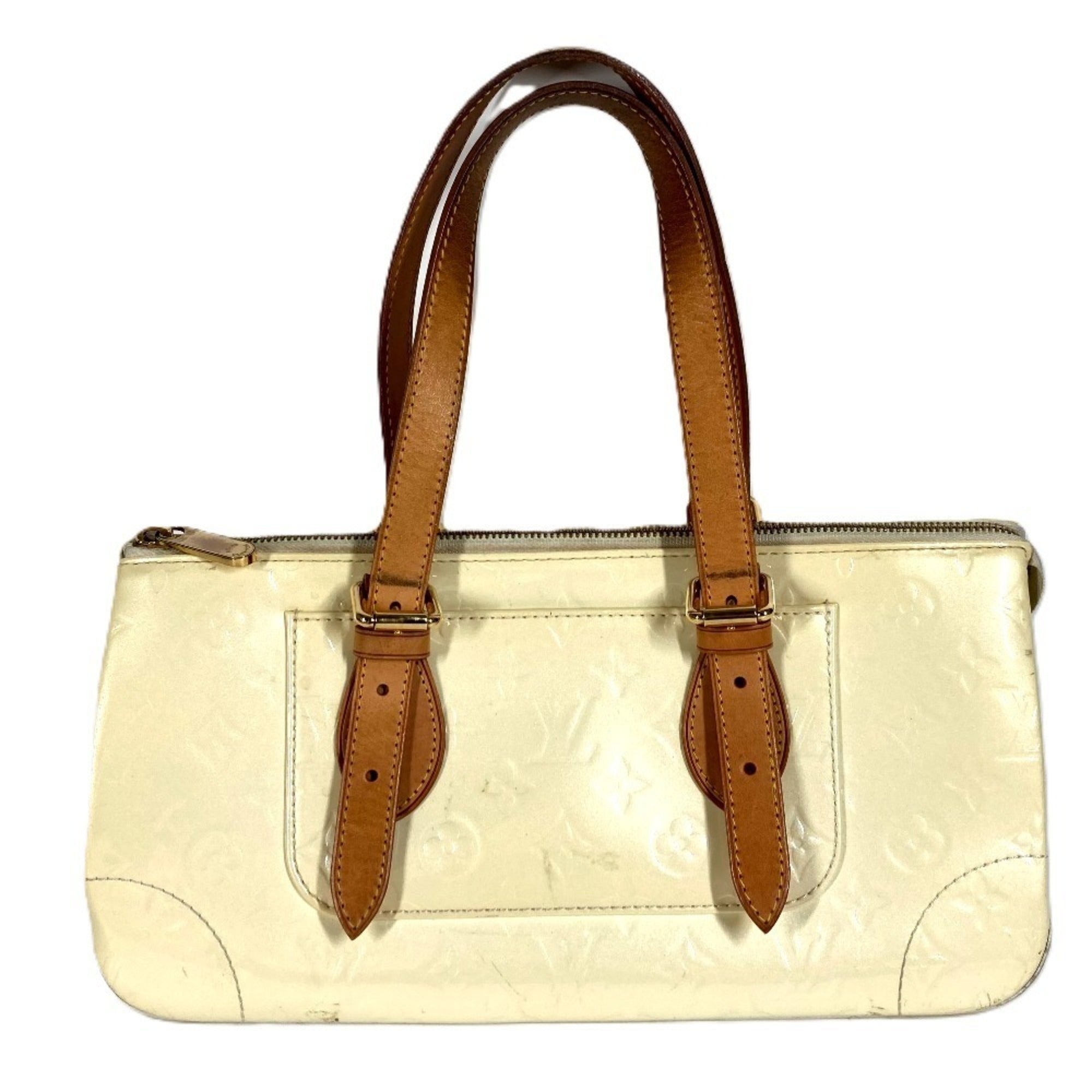 Louis Vuitton Pearl White Monogram Vernis Handbag Shoulder Bag Tote Bag