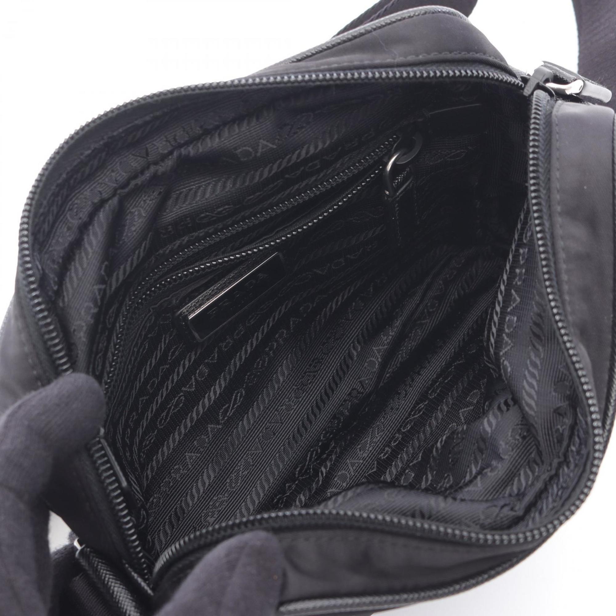 Prada Black Nylon Leather Shoulder Bag