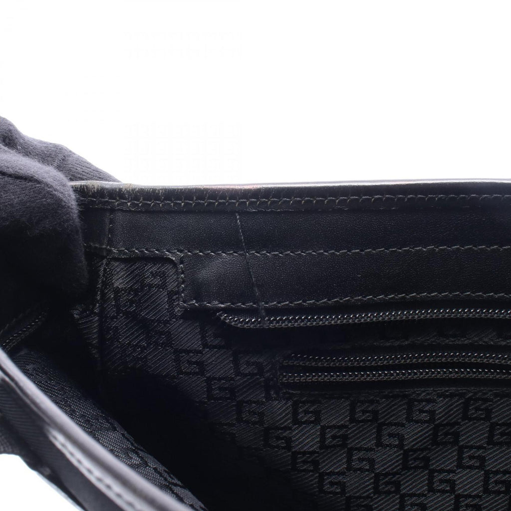 Gucci Black Canvas Leather Handbag Tote Bag (Pre-Owned)