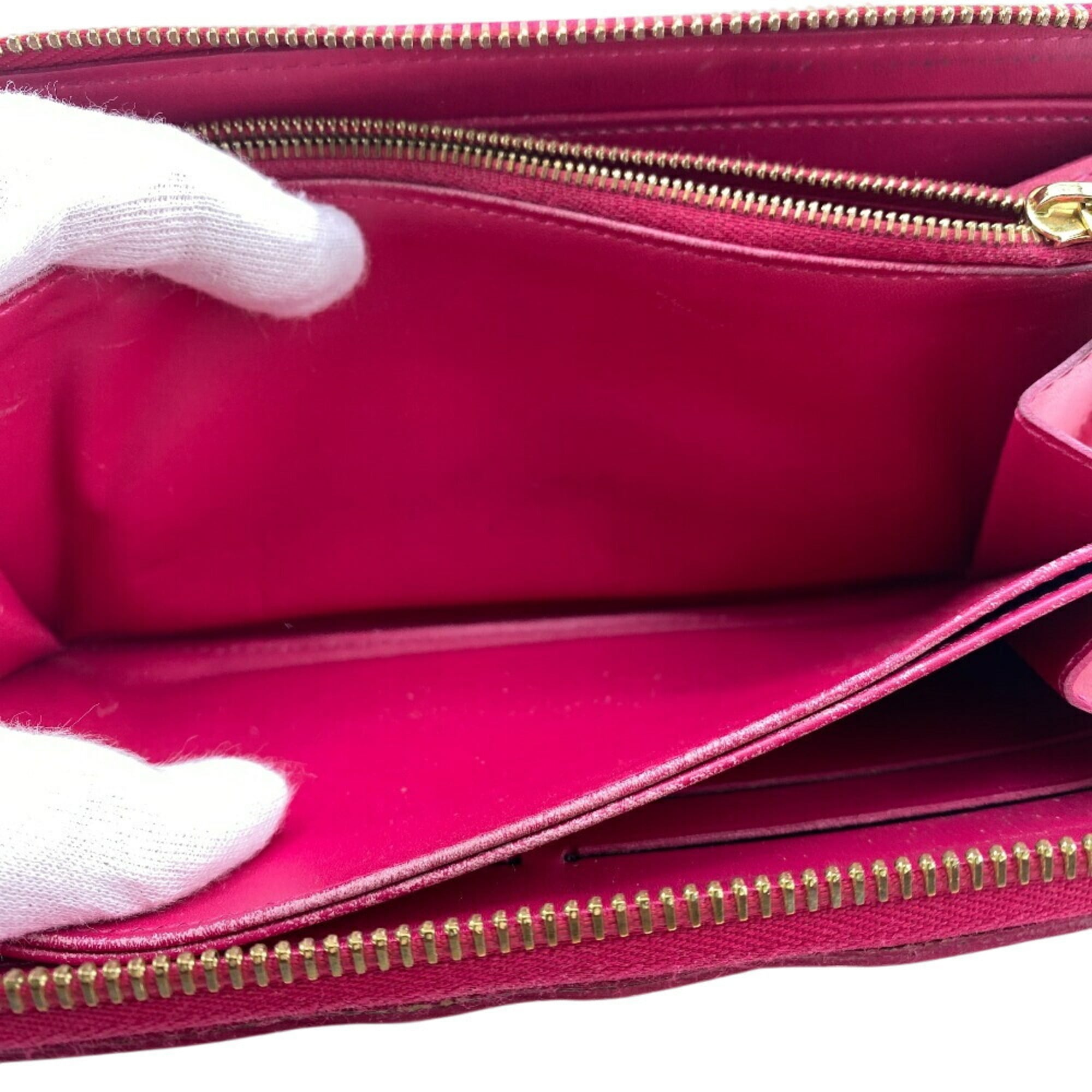 Louis Vuitton Pink Red Color Vernis Leather Long Wallet