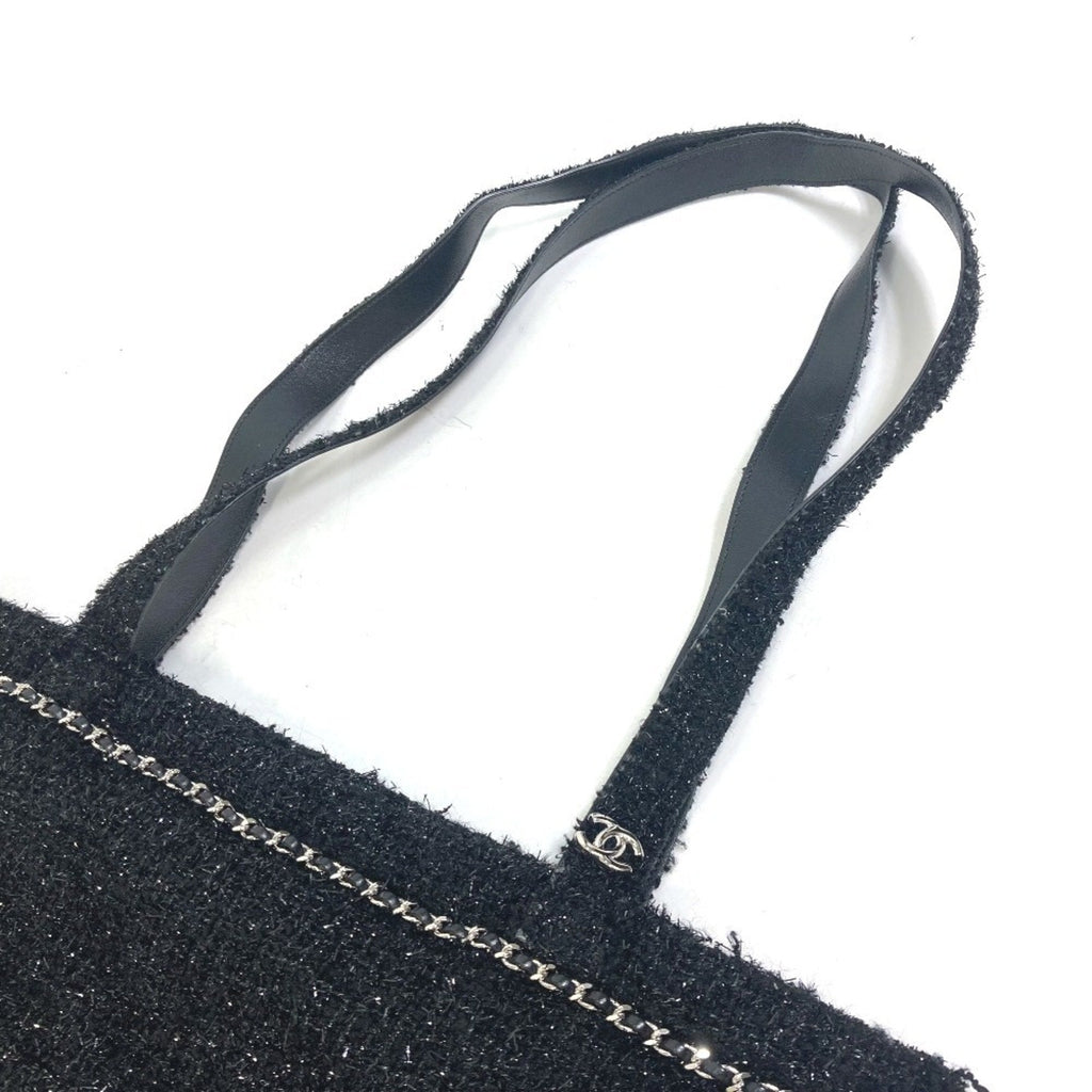 Chanel Black Tweed Shopping Bag Tote Bag