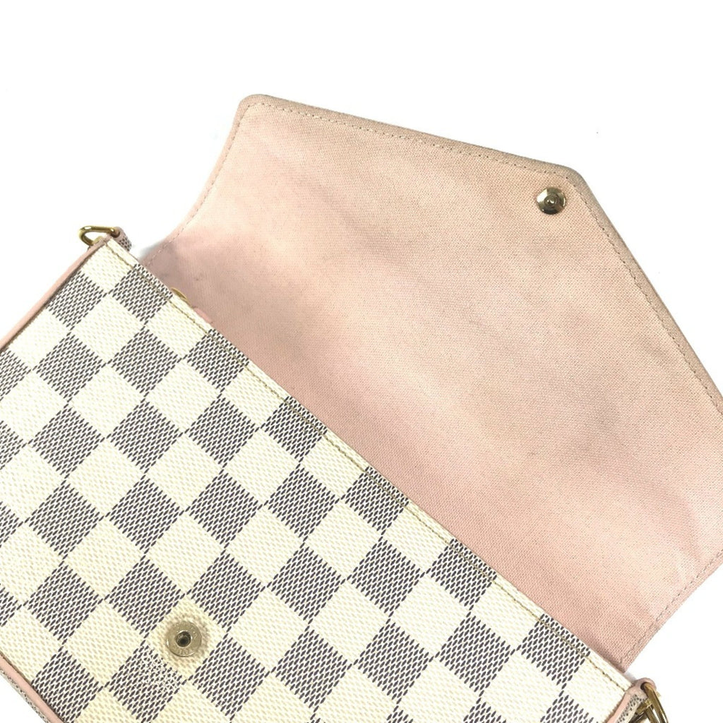 Louis Vuitton Pink White Damier Azur Chain/Shoulder Wallet
