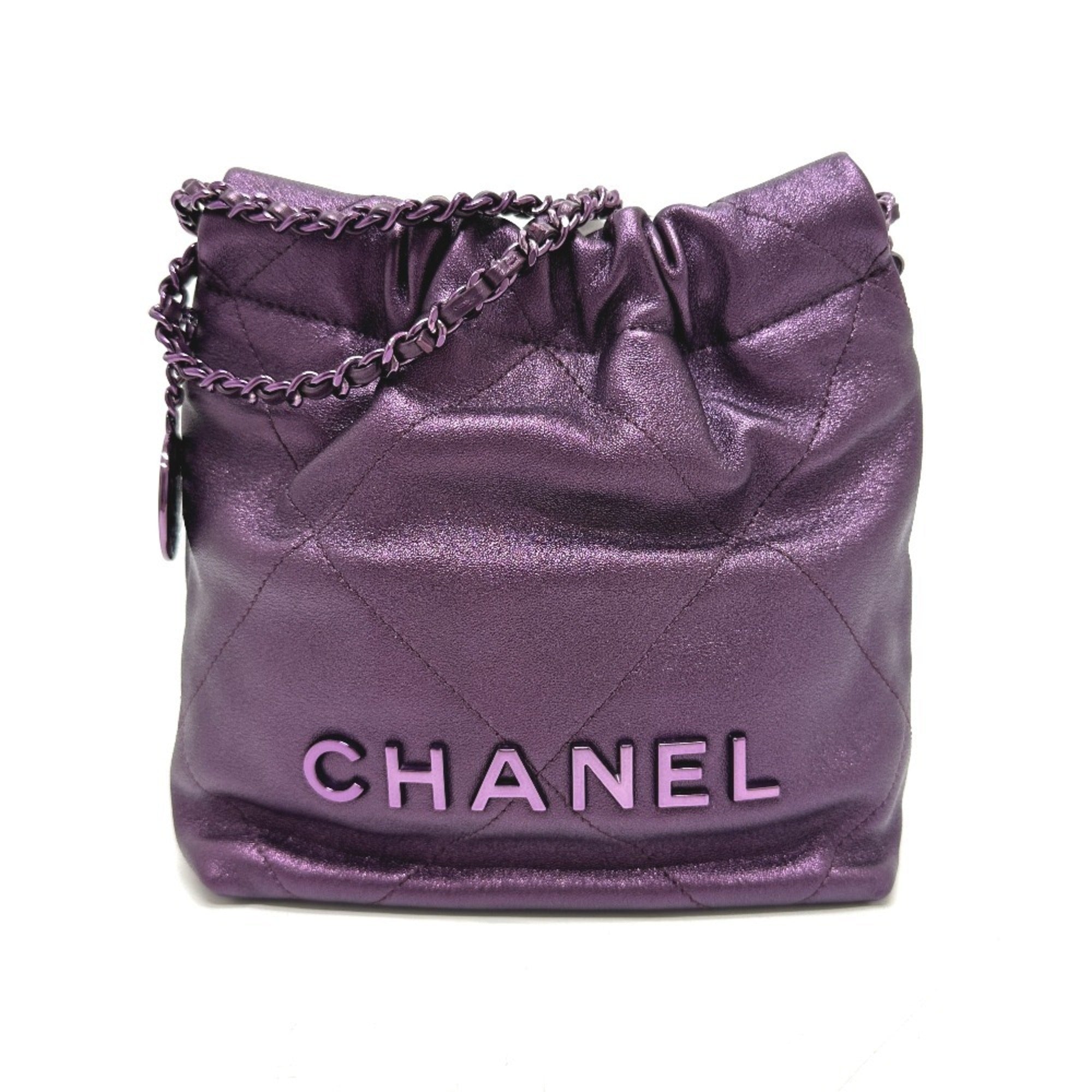 Chanel Purple Leather Shoulder Bag