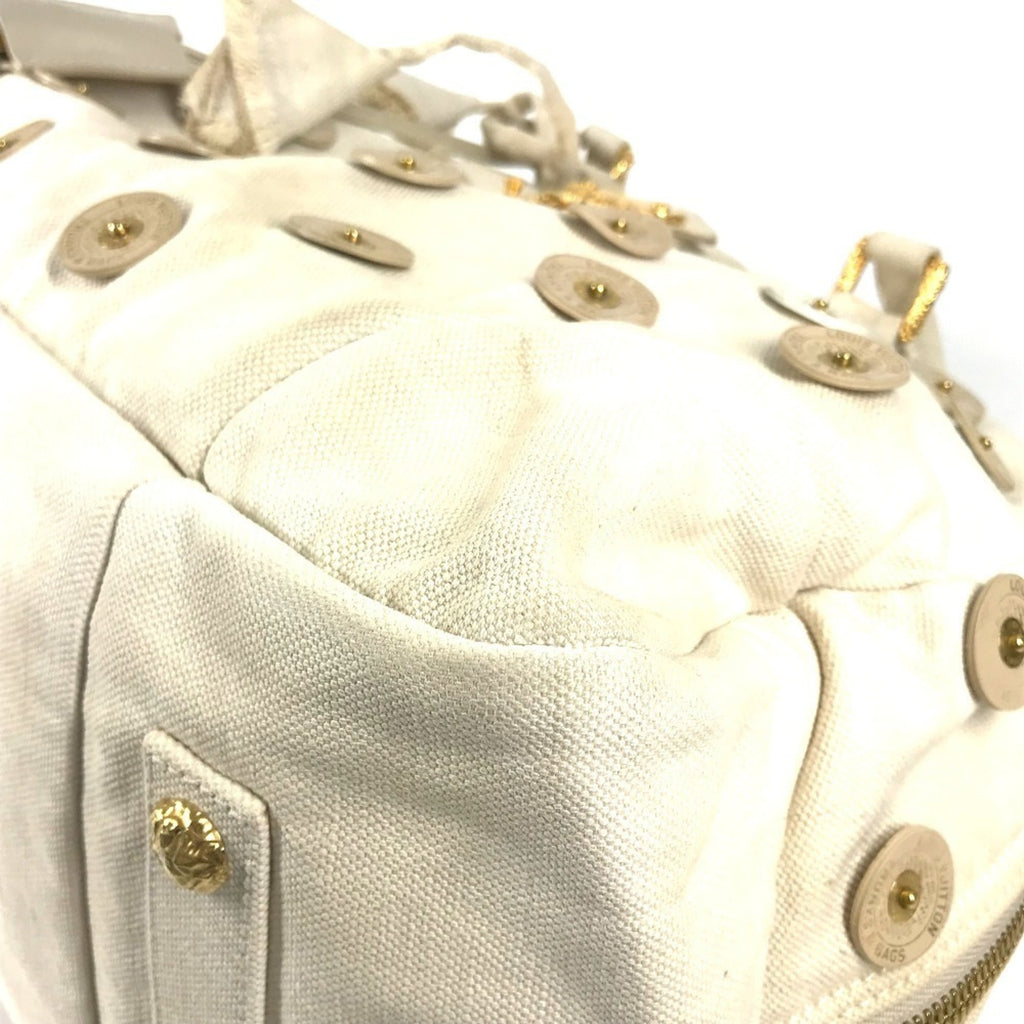 Louis Vuitton White Canvas Boston Bag Handbag Shoulder Bag