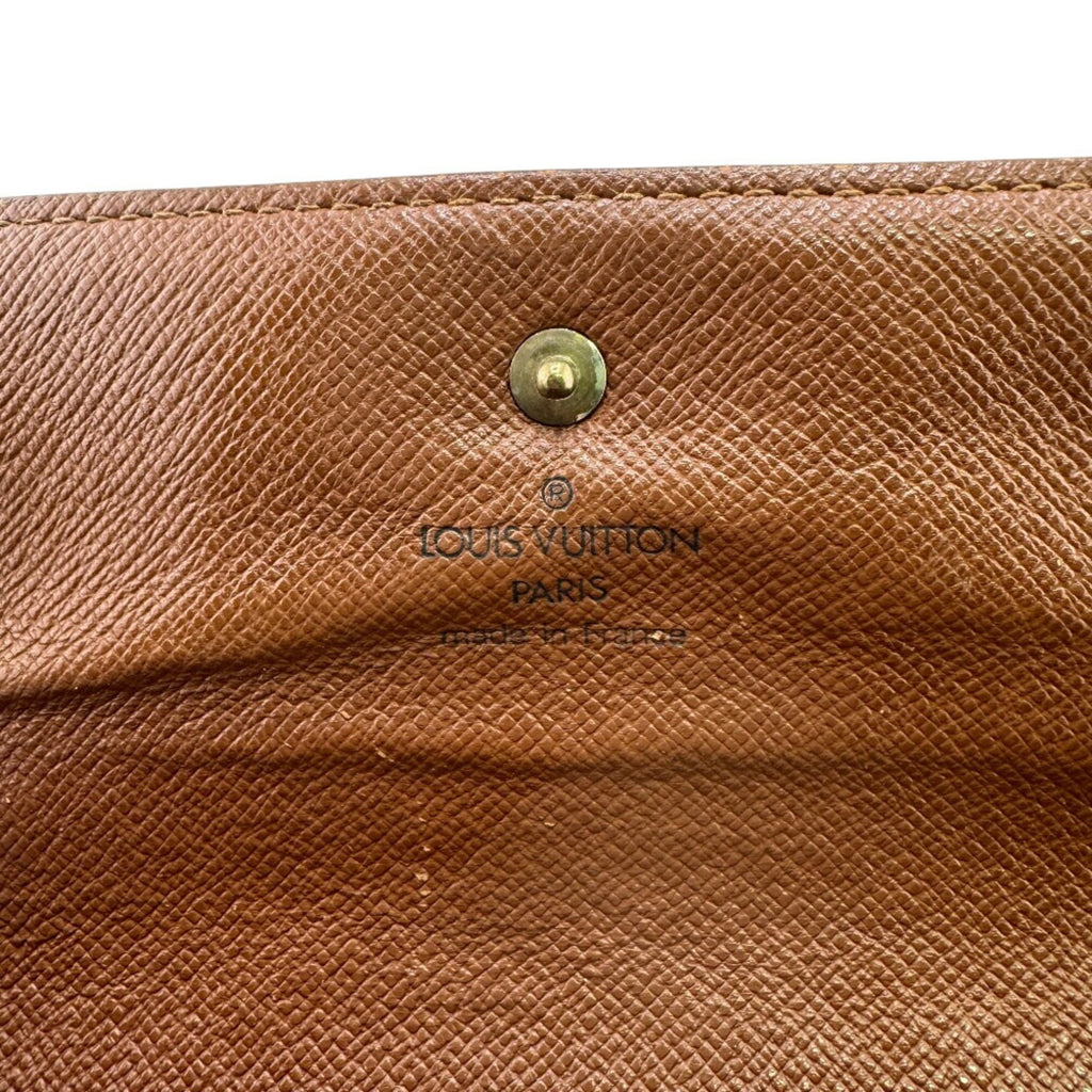 Louis Vuitton Brown Leather Long Wallet (Tri-Fold)