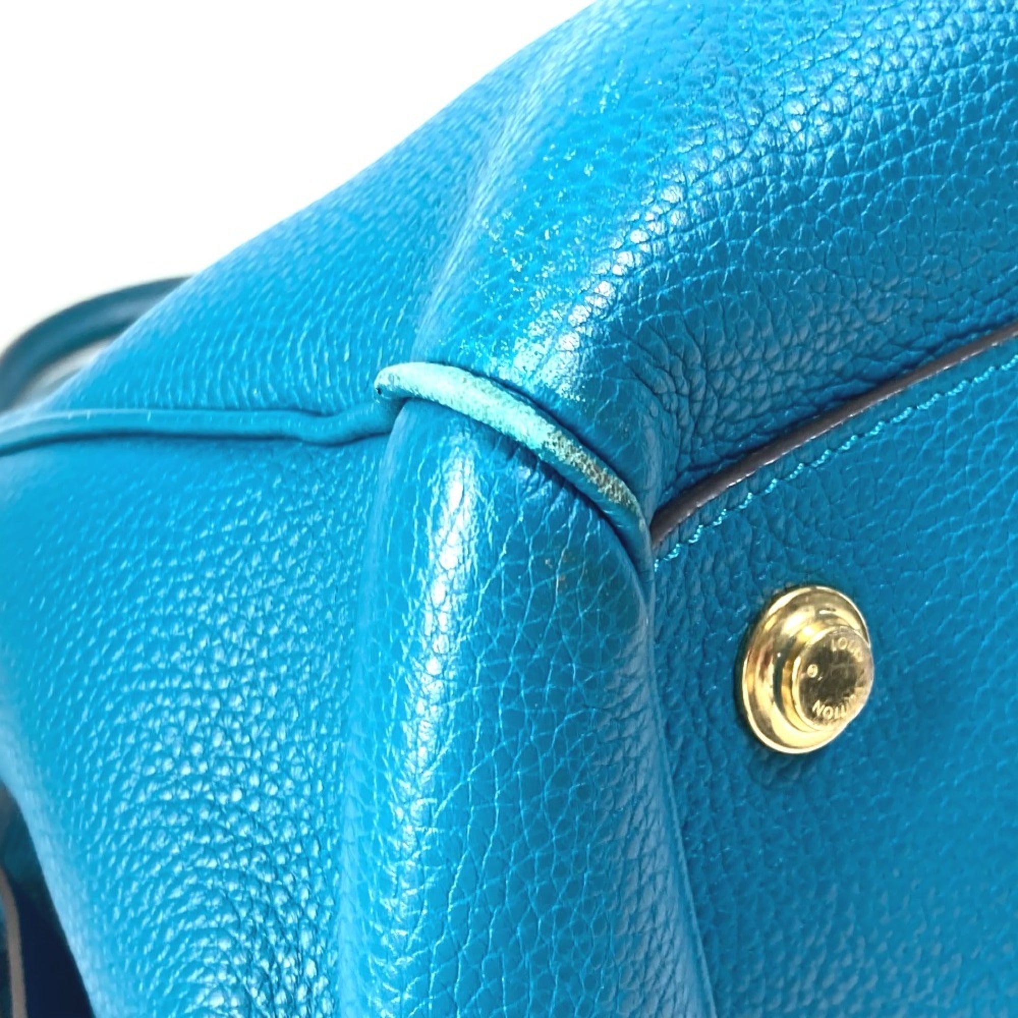 Louis Vuitton Blue Leather Handbag Shoulder Bag Tote Bag