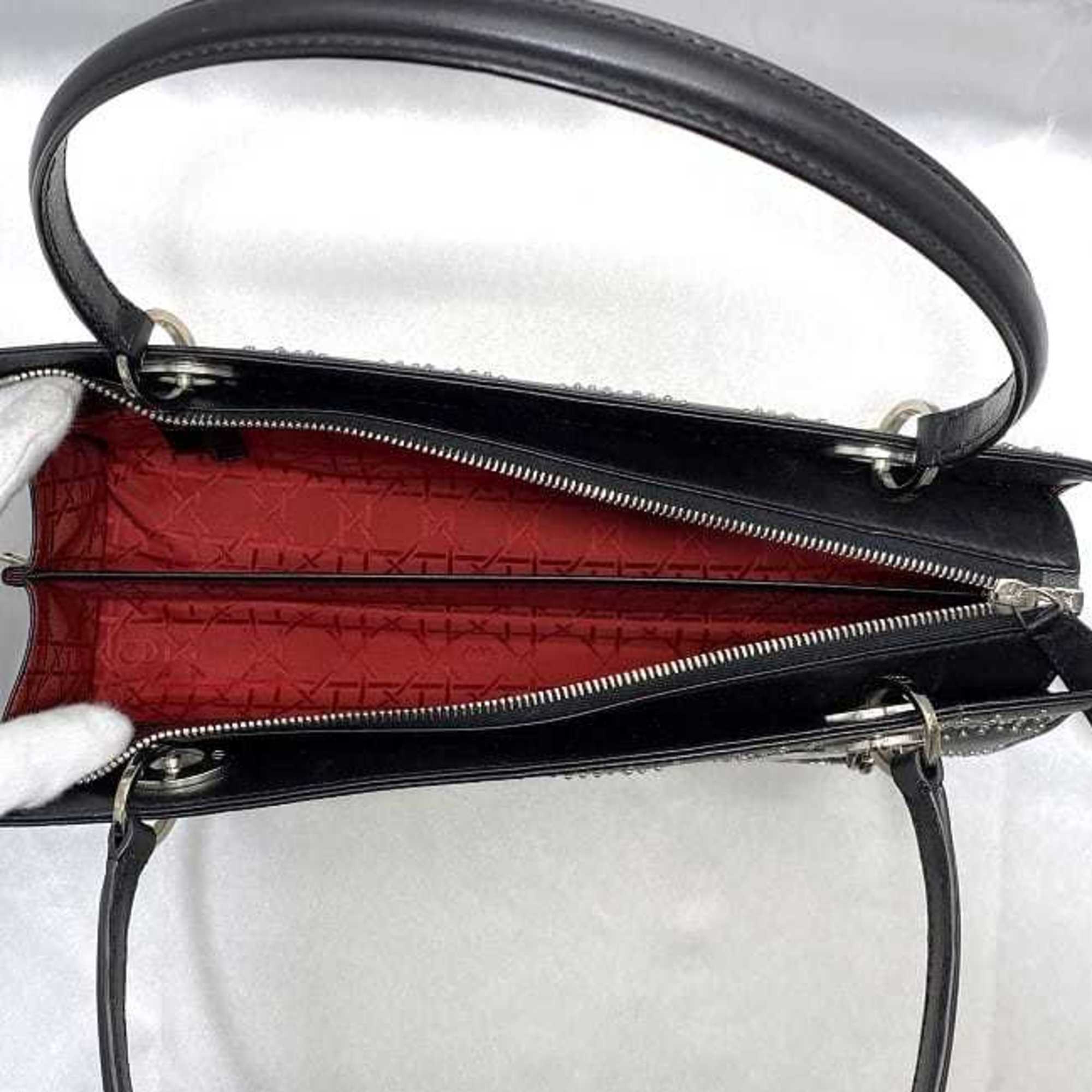 Christian Dior Black Leather Handbag Shoulder Bag (Pre-Owned)