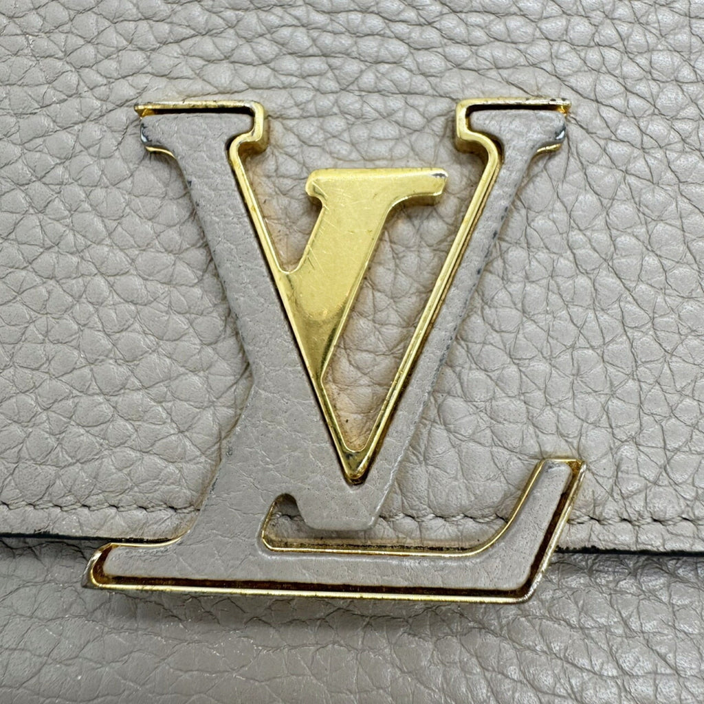 Louis Vuitton Beige Grayish Leather Long Wallet