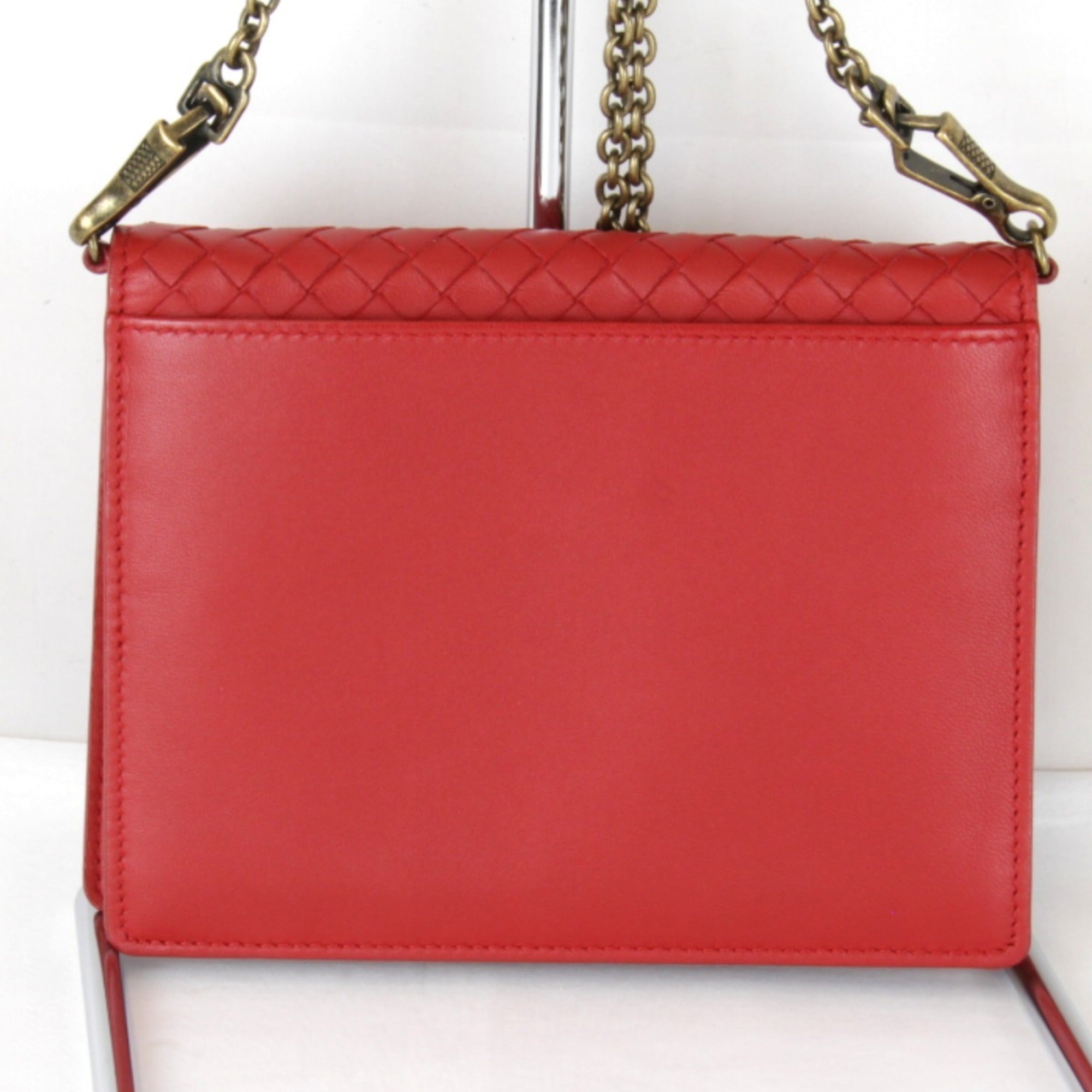 Bottega Veneta Intrecciato Red Color Leather Shoulder Bag
