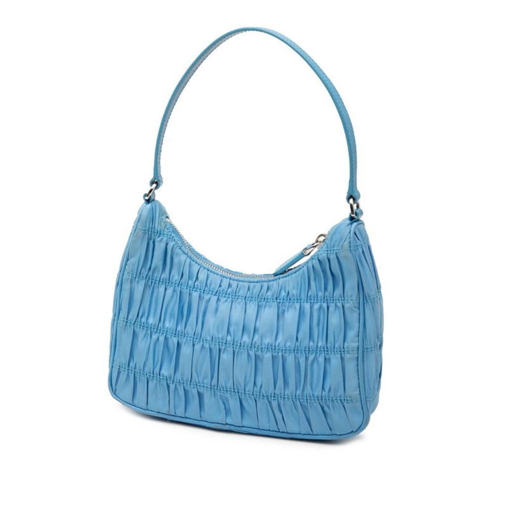 Prada Light Blue Nylon Leather Handbag Shoulder Bag