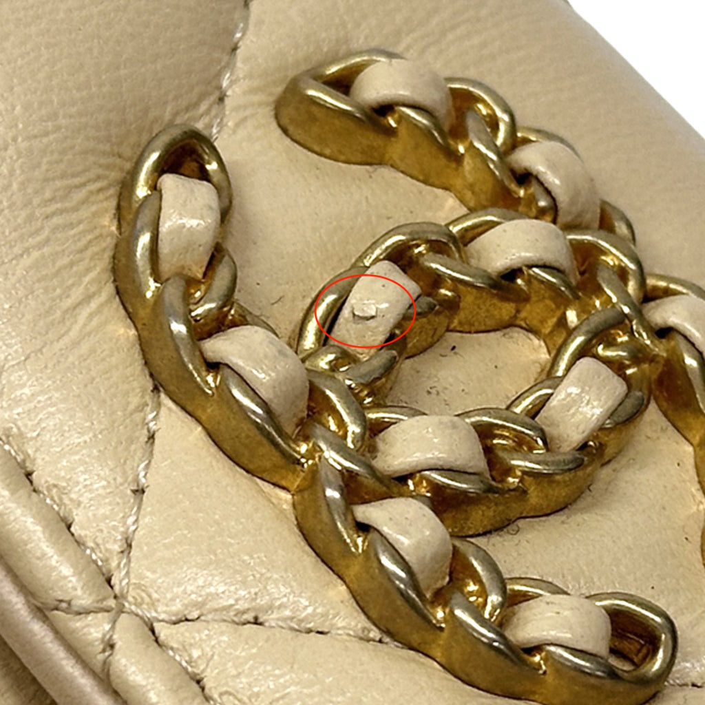Chanel Beige Gold Leather Wallet (Bi-Fold)