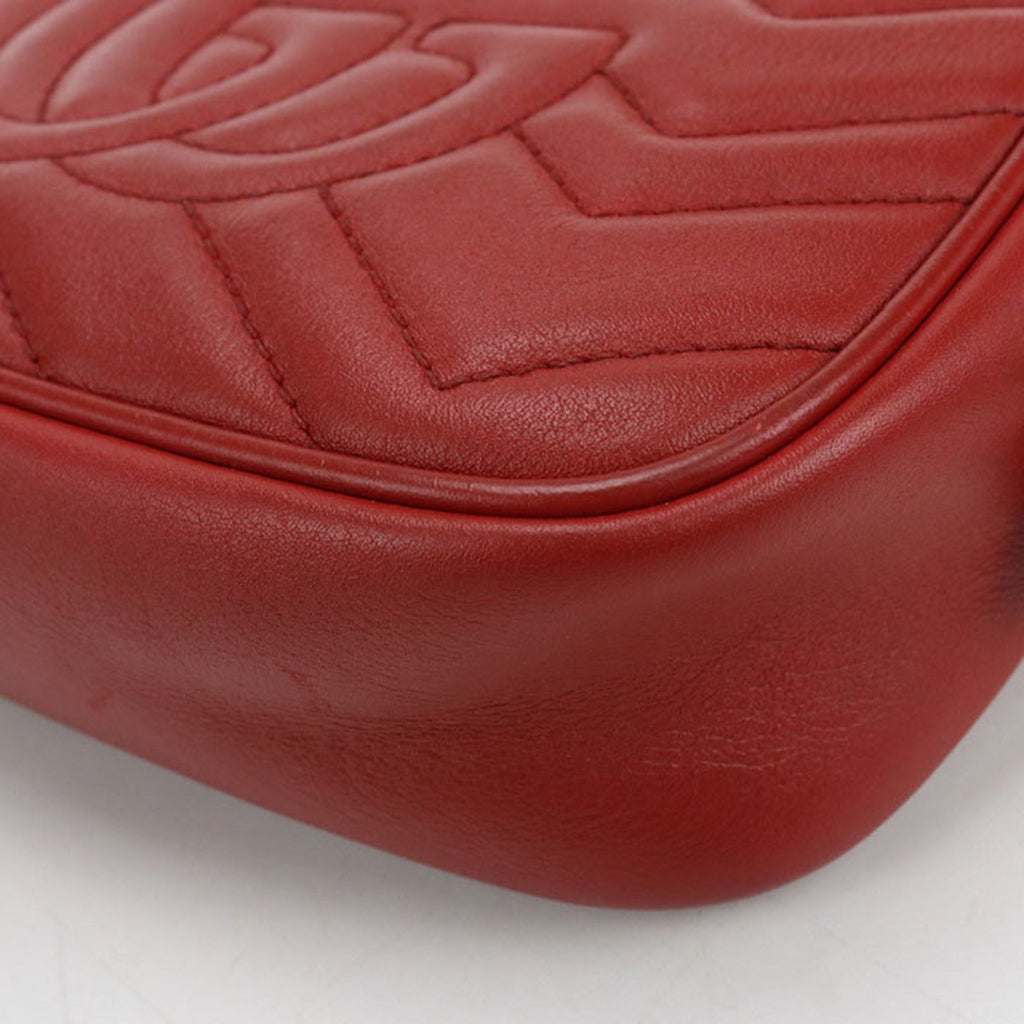 Gucci Red Color Leather Shoulder Bag (Pre-Owned)
