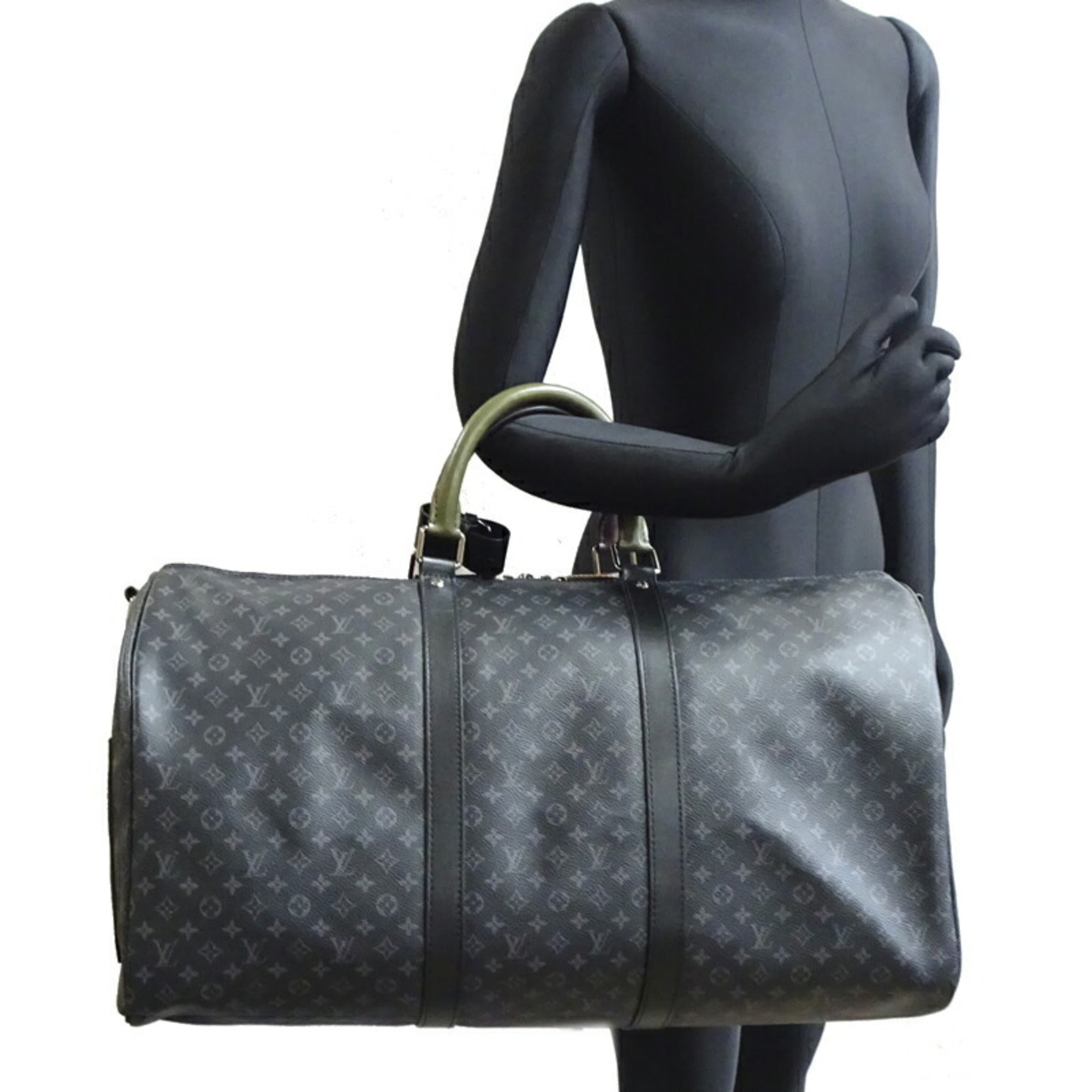 Louis Vuitton Collection Black Brown Green Monogram Eclipse Boston Bag
