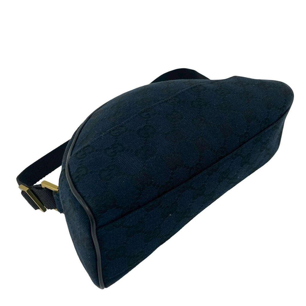 Gucci Black Navy Canvas Leather Handbag Pouch Shoulder Bag (Pre-Owned)