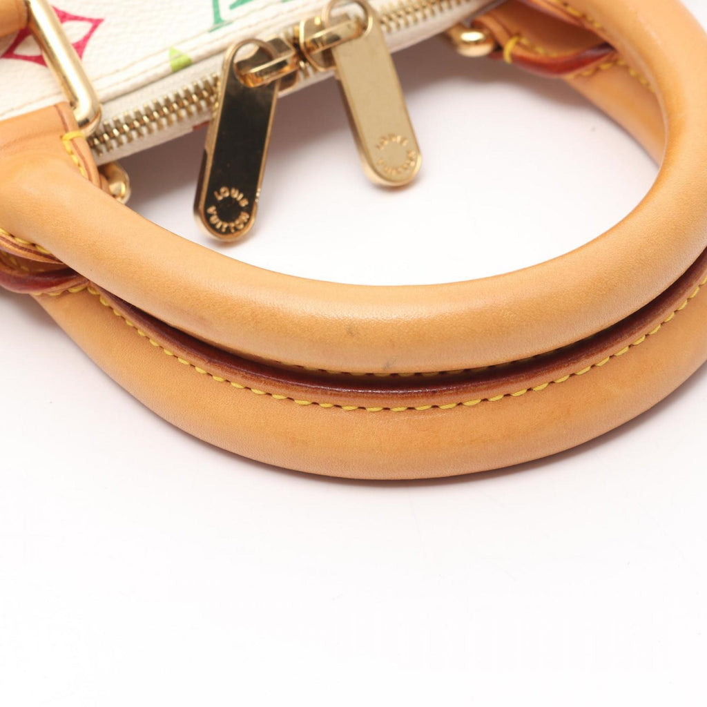 Louis Vuitton Blanc White Coated Canvas Leather Handbag