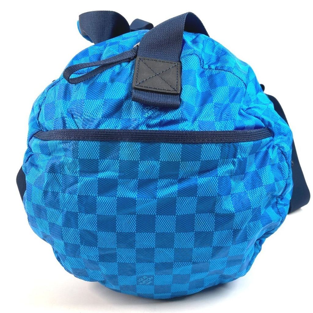 Louis Vuitton Black Blue Leather Nylon Boston Bag Shoulder Bag