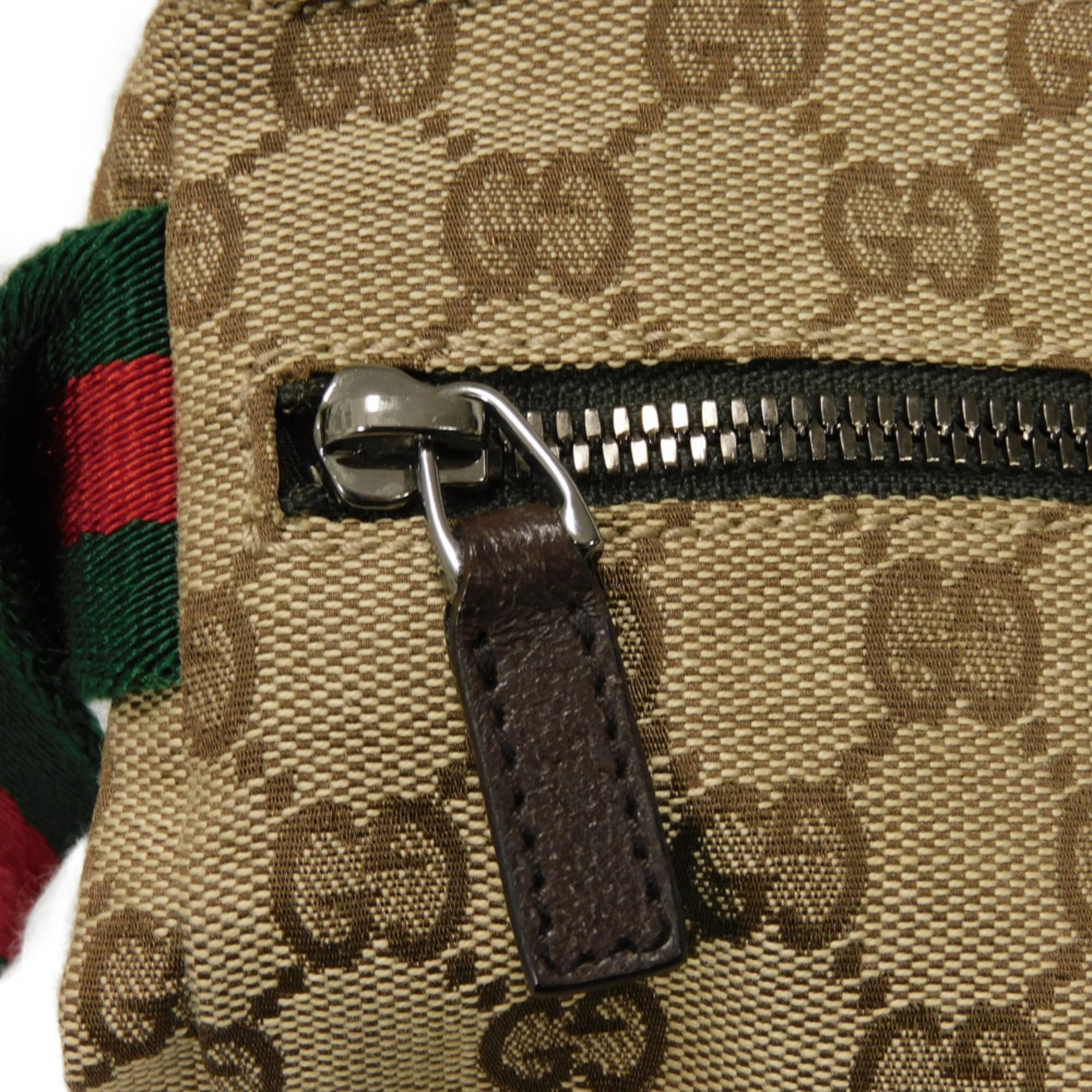 Gucci Beige Gg Canvas Leather Fanny Pack Shoulder Bag Sling Bag (Pre-Owned)