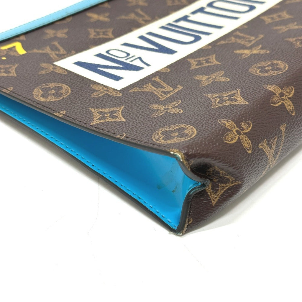 Louis Vuitton Blue Brown Monogram Clutch Bag Pochette