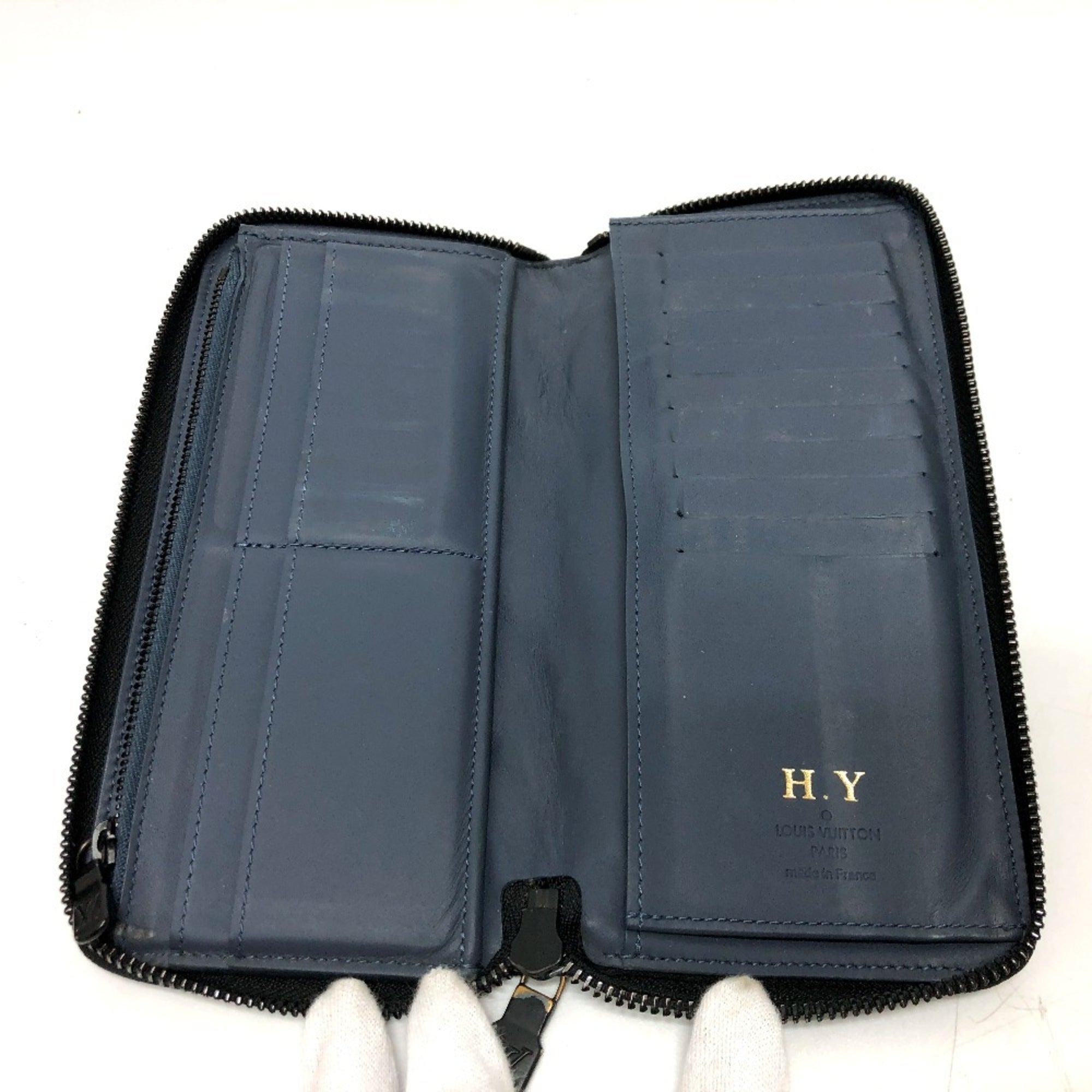 Louis Vuitton Monogram Shadow Galle Navy Monogram Shadow Long Wallet