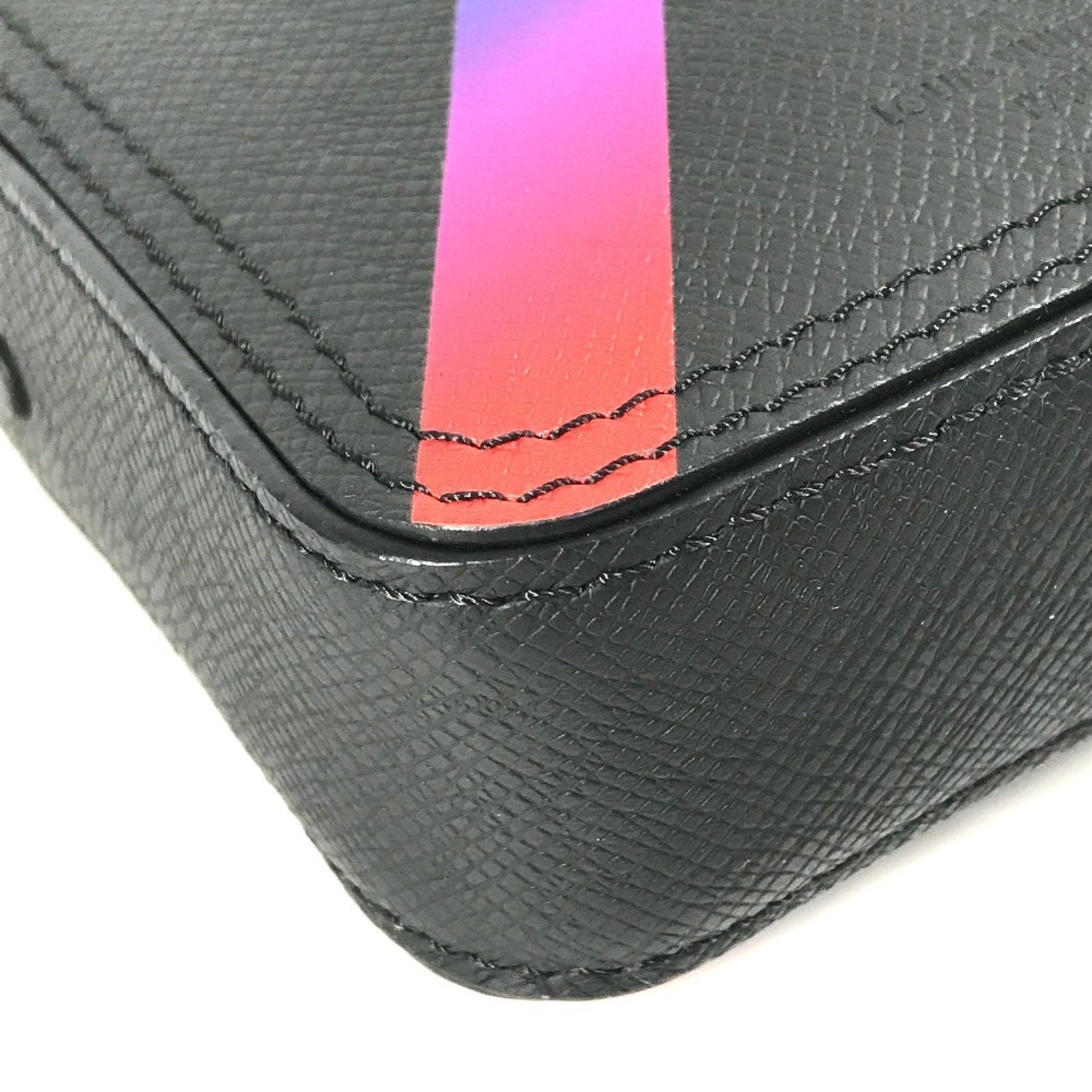 Louis Vuitton Black Multi-Color Taiga Leather Pochette Shoulder Bag