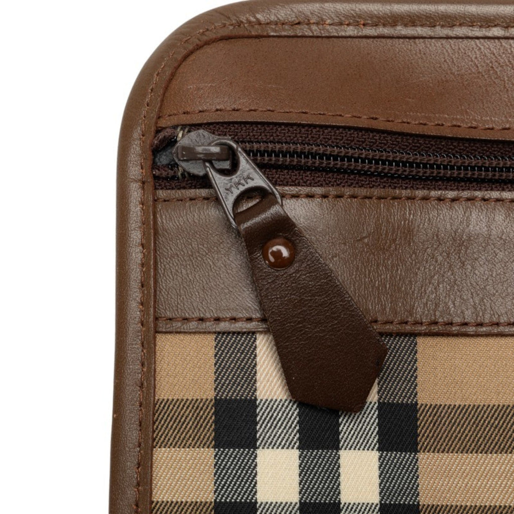 Burberry Beige Canvas Leather Clutch Bag