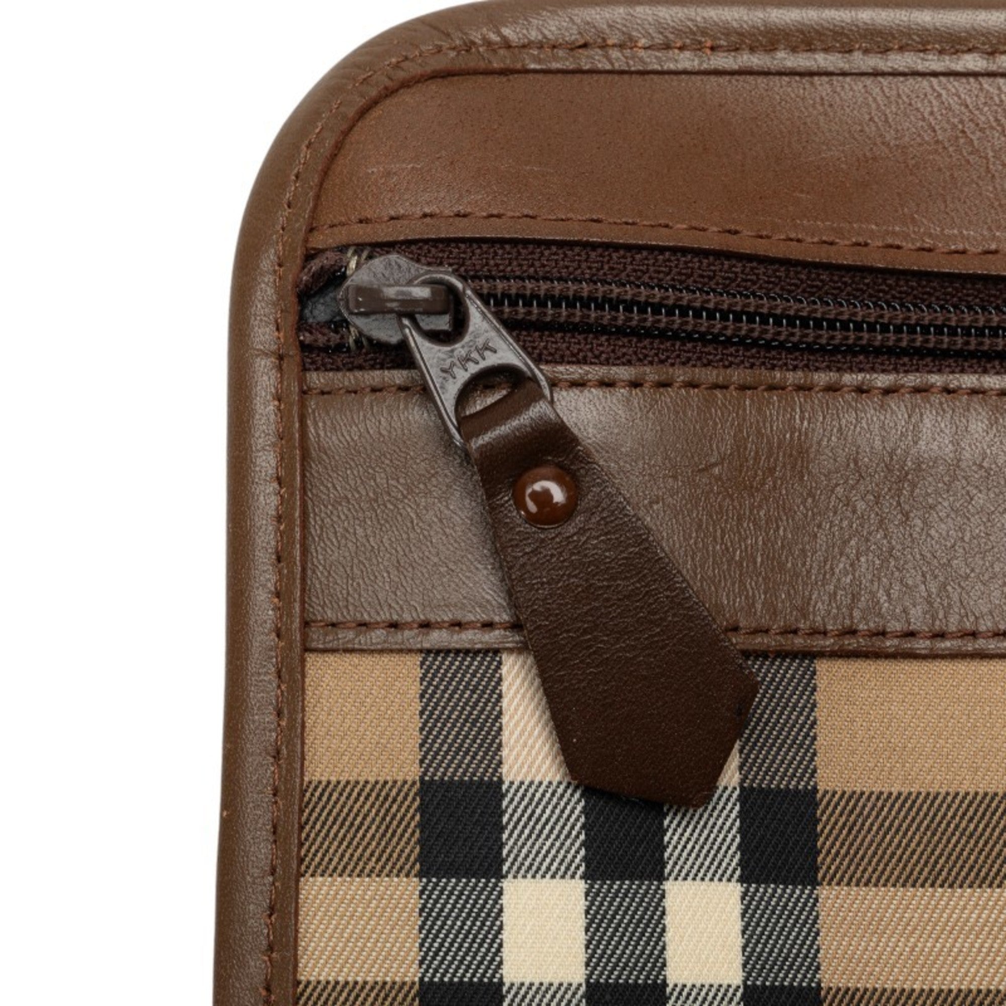 Burberry Beige Canvas Leather Clutch Bag