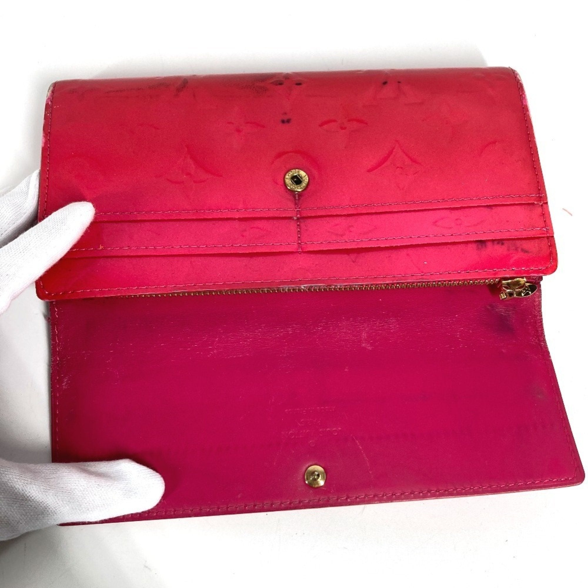 Louis Vuitton Galle Pink Rose Pop Monogram Vernis Long Wallet
