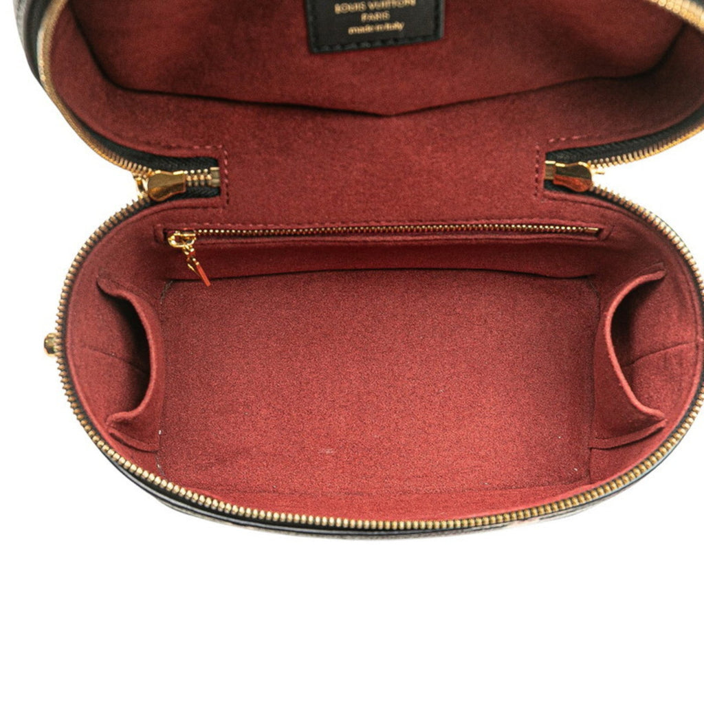 Louis Vuitton Beige Black Monogram Leather Shoulder Bag Vanity Bag