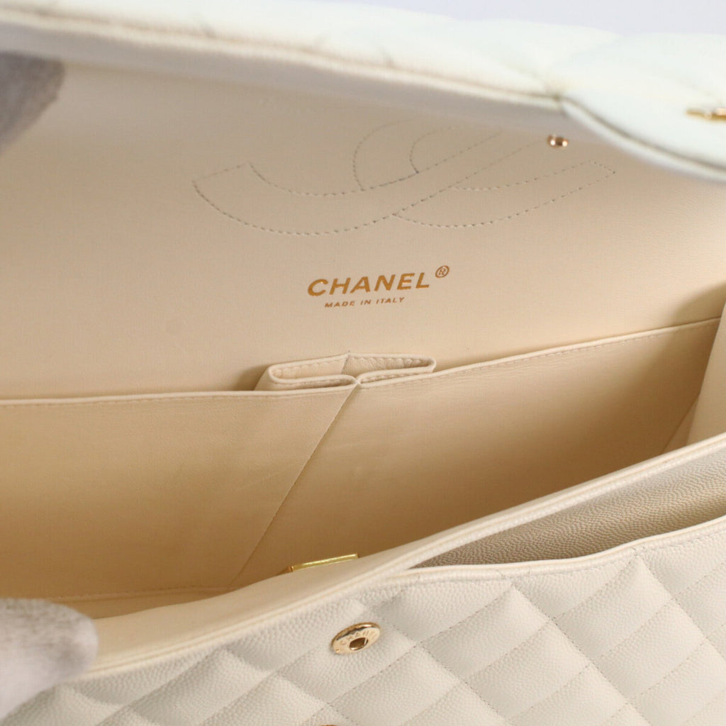 Chanel Ivory Grained Calfskin Shoulder Bag