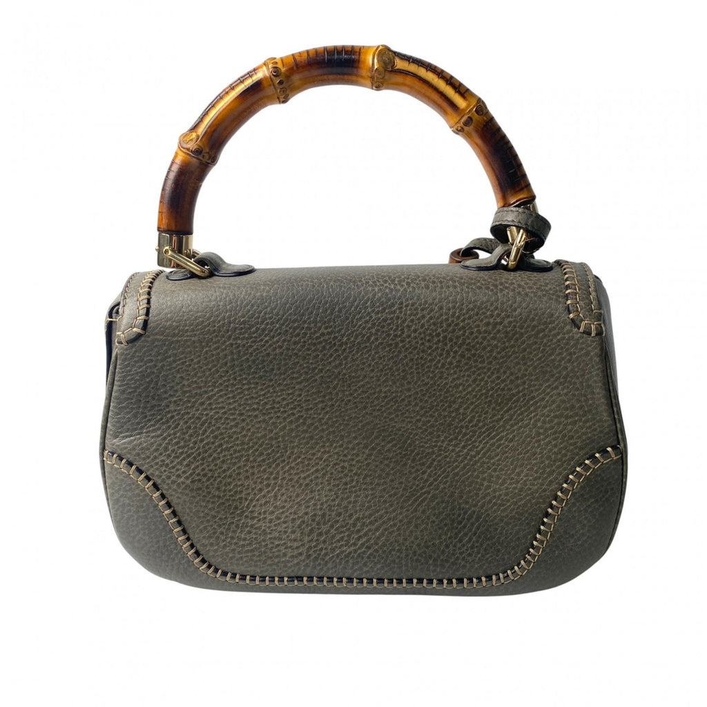 Gucci Brown Gray Leather Handbag Shoulder Bag (Pre-Owned)