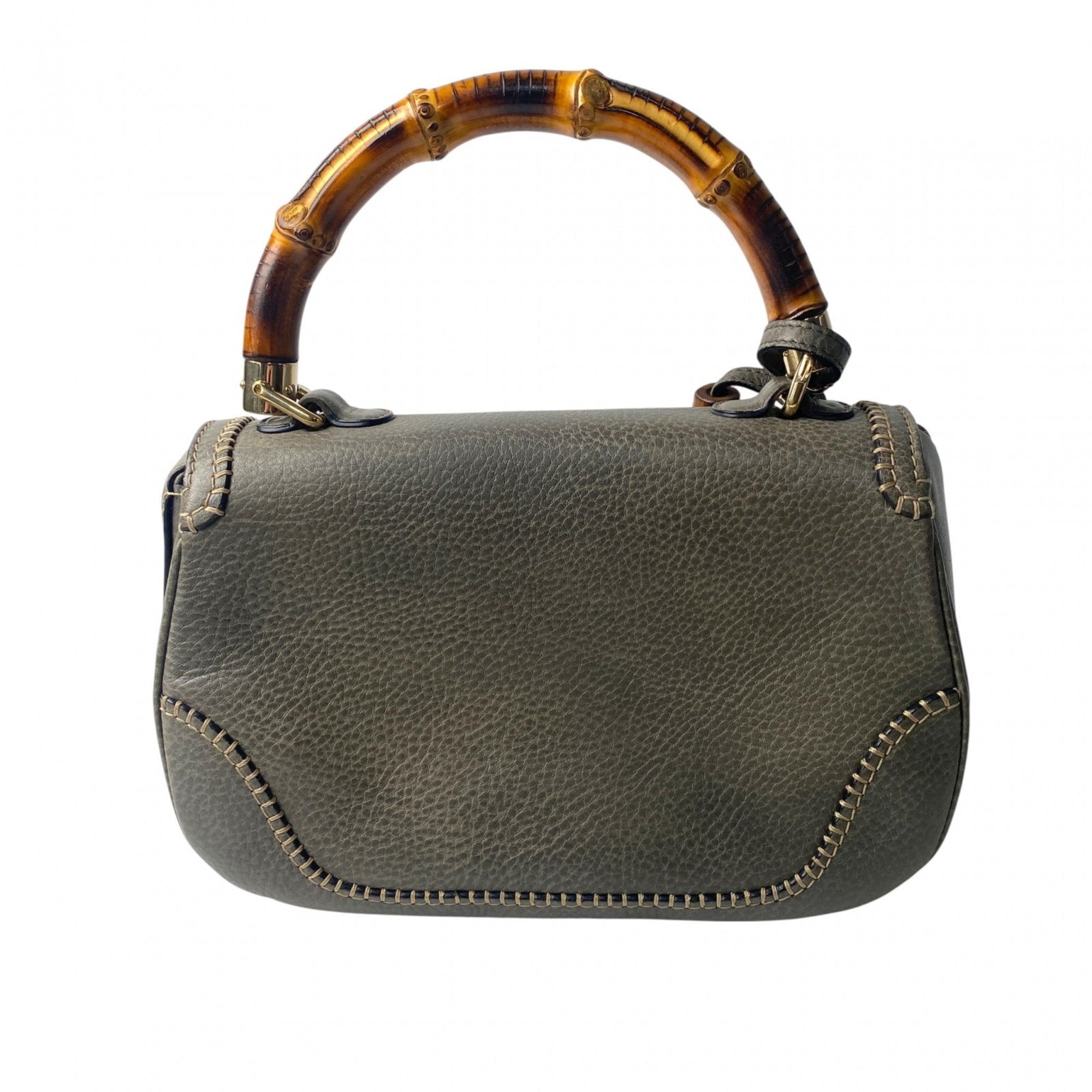 Gucci Brown Gray Leather Handbag Shoulder Bag (Pre-Owned)